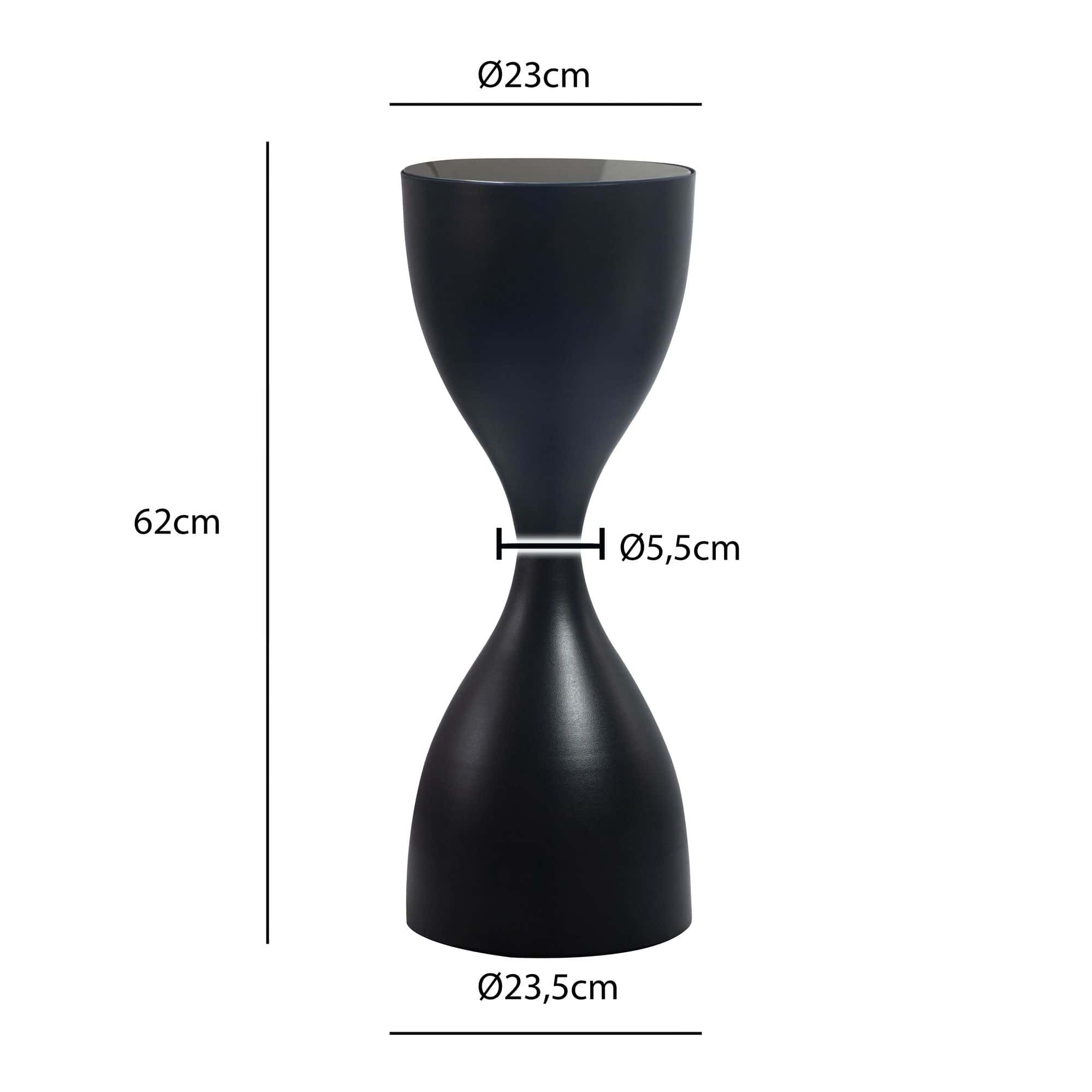 Beistelltisch Schwarz 23cm Metall Glas Rund - Design Anstelltisch Eisen - Moderner Wohnzimmertisch Abstelltisch - Edler Couchtisch Wohnzimmer Handmade