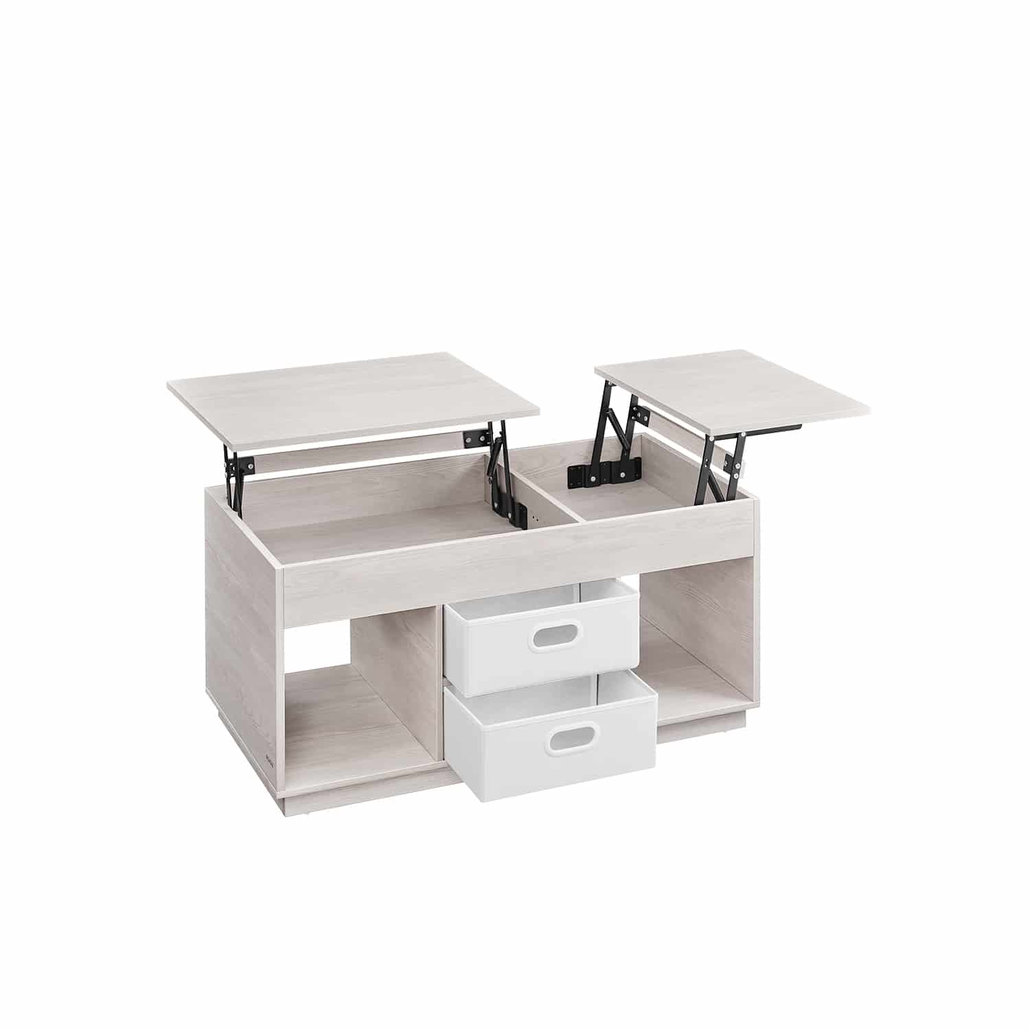 Couchtisch mit 2 Schubladen und Fächern haferflockenbeige Couchtisch mit 2 Schubladen und Fächern haferflockenbeige