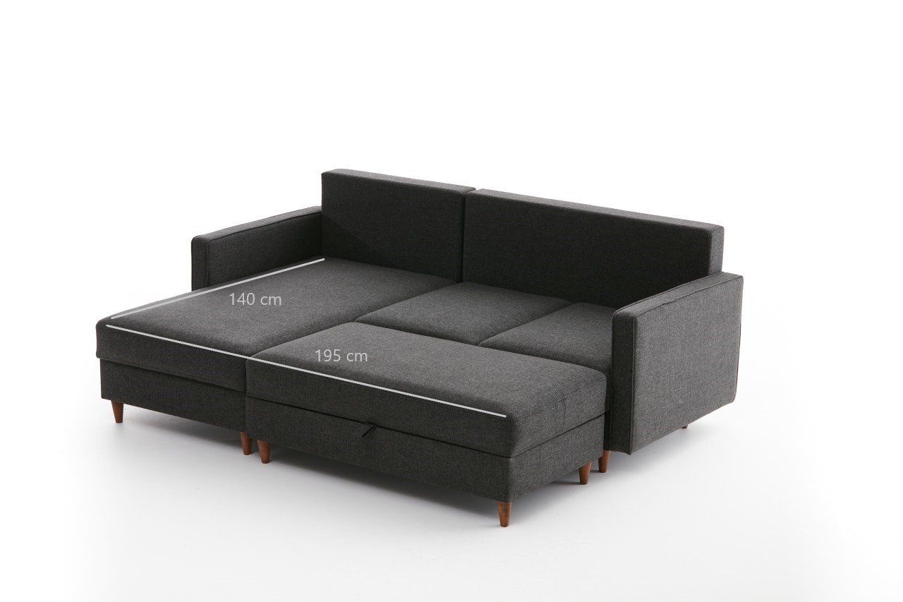 Ecksofa Eva – Skandinavischer Stil inkl. Hocker Ecksofa Eva – Skandinavischer Stil inkl. Hocker