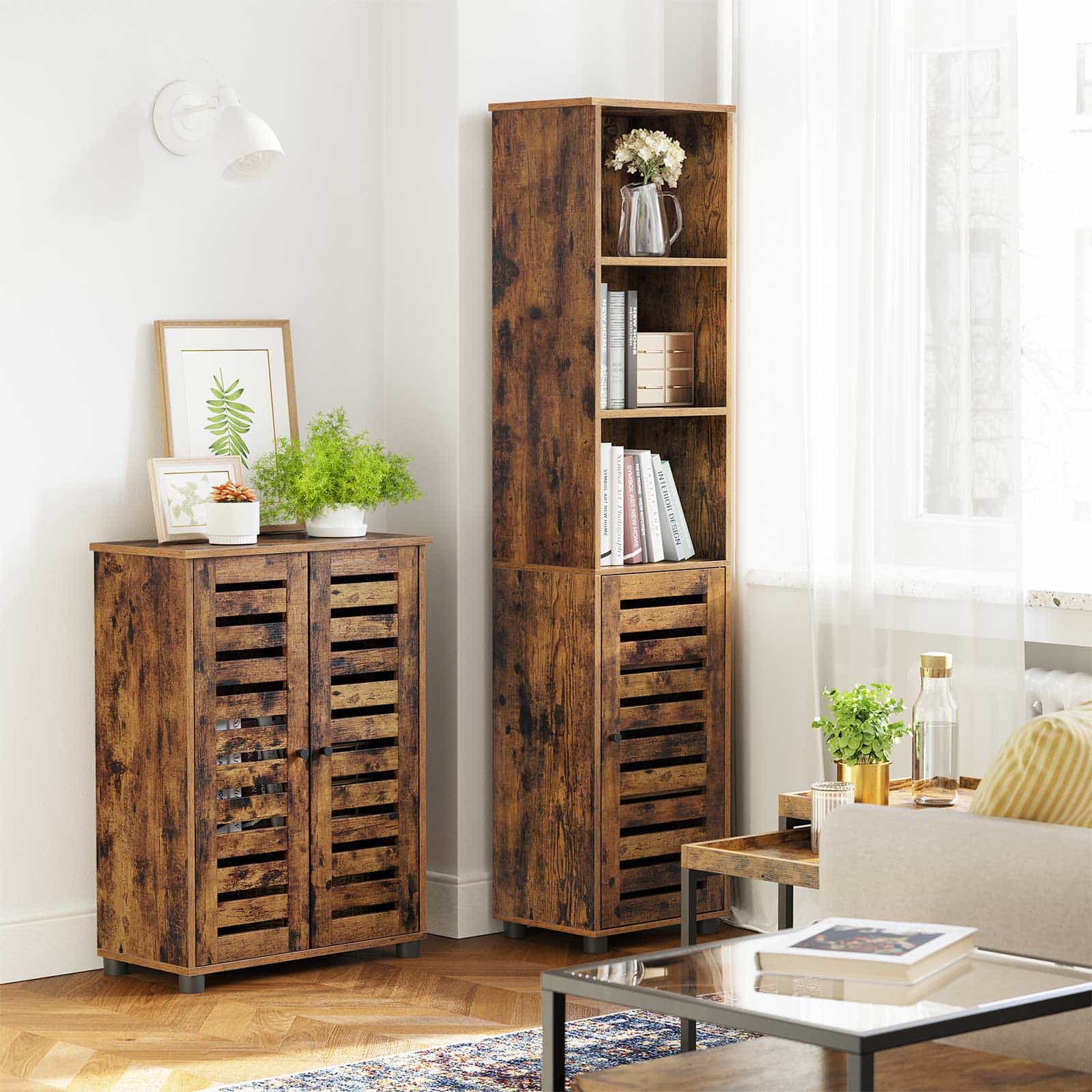 3En4866vhIa9Ua Vintagebrauner Charme: VASAGLE Badezimmerschrank
