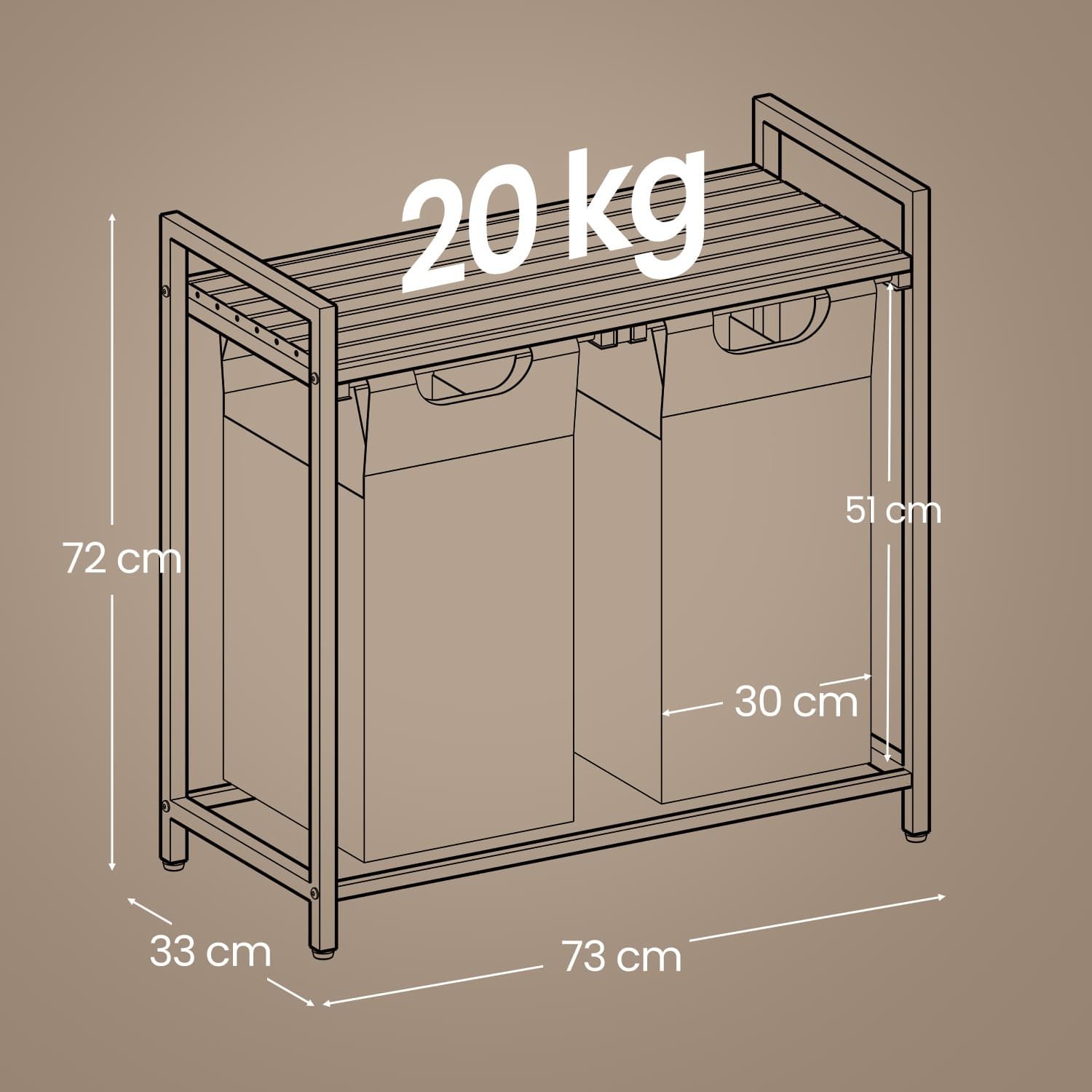 Wäschekorb 2 Fächer, Wäschesammler mit Ablage, Wäschebox Wäschekorb 2 Fächer, Wäschesammler mit Ablage, Wäschebox