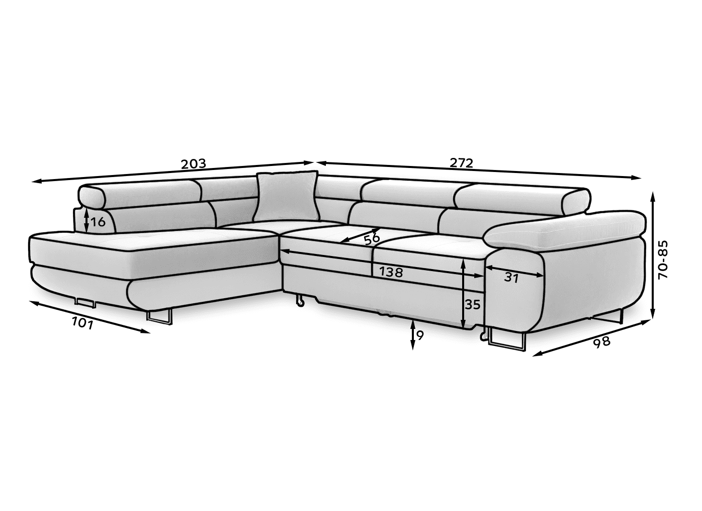  Eltap Ecksofa Anton mit Schlaffunktion & Bettkasten | Sawana