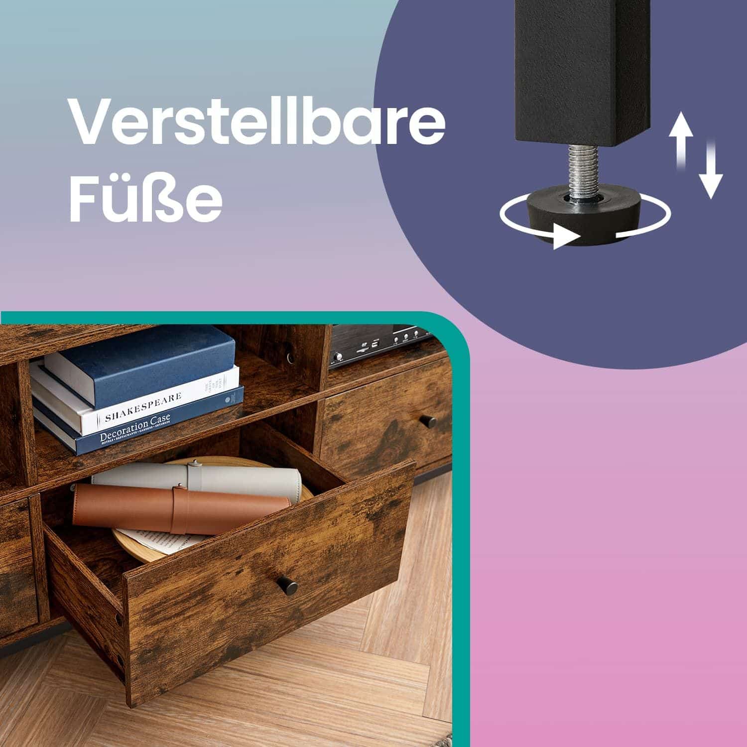 Industriestil TV-Schrank mit 3 Schubladen Industriestil TV-Schrank mit 3 Schubladen
