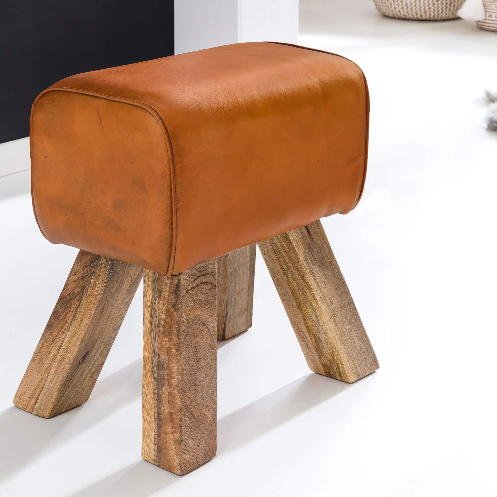 Design Turnbock Sitzhocker Braun 40 x 30 x 47 cm Design Turnbock Sitzhocker Braun 40 x 30 x 47 cm