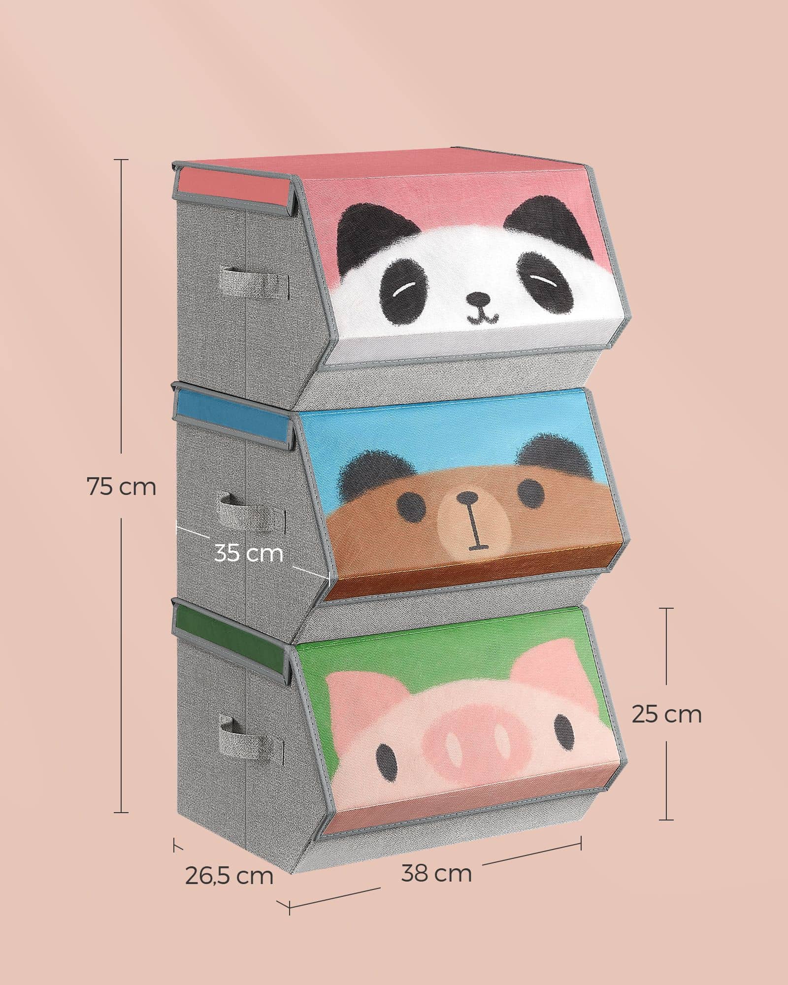 "Aufbewahrungsboxen 3er Set Panda-, Bär-, Schwein- Motive"-RFB760P02 "Aufbewahrungsboxen 3er Set Panda-, Bär-, Schwein- Motive"-RFB760P02