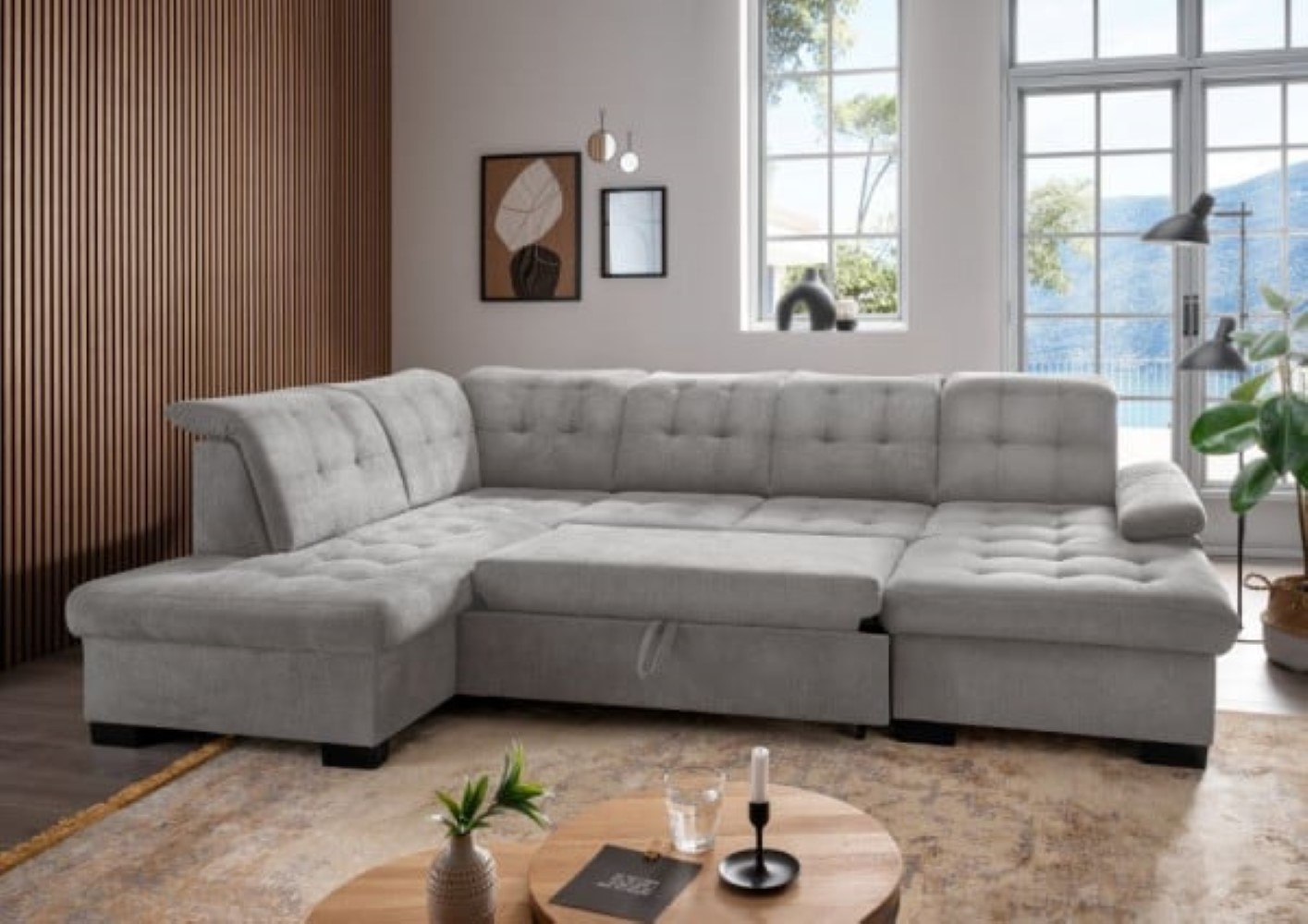 Gemütliche Wohnlandschaft Attentione von Benformato mit Schlaffunktion und Bettkasten Gemütliche Wohnlandschaft Attentione von Benformato mit Schlaffunktion und Bettkasten