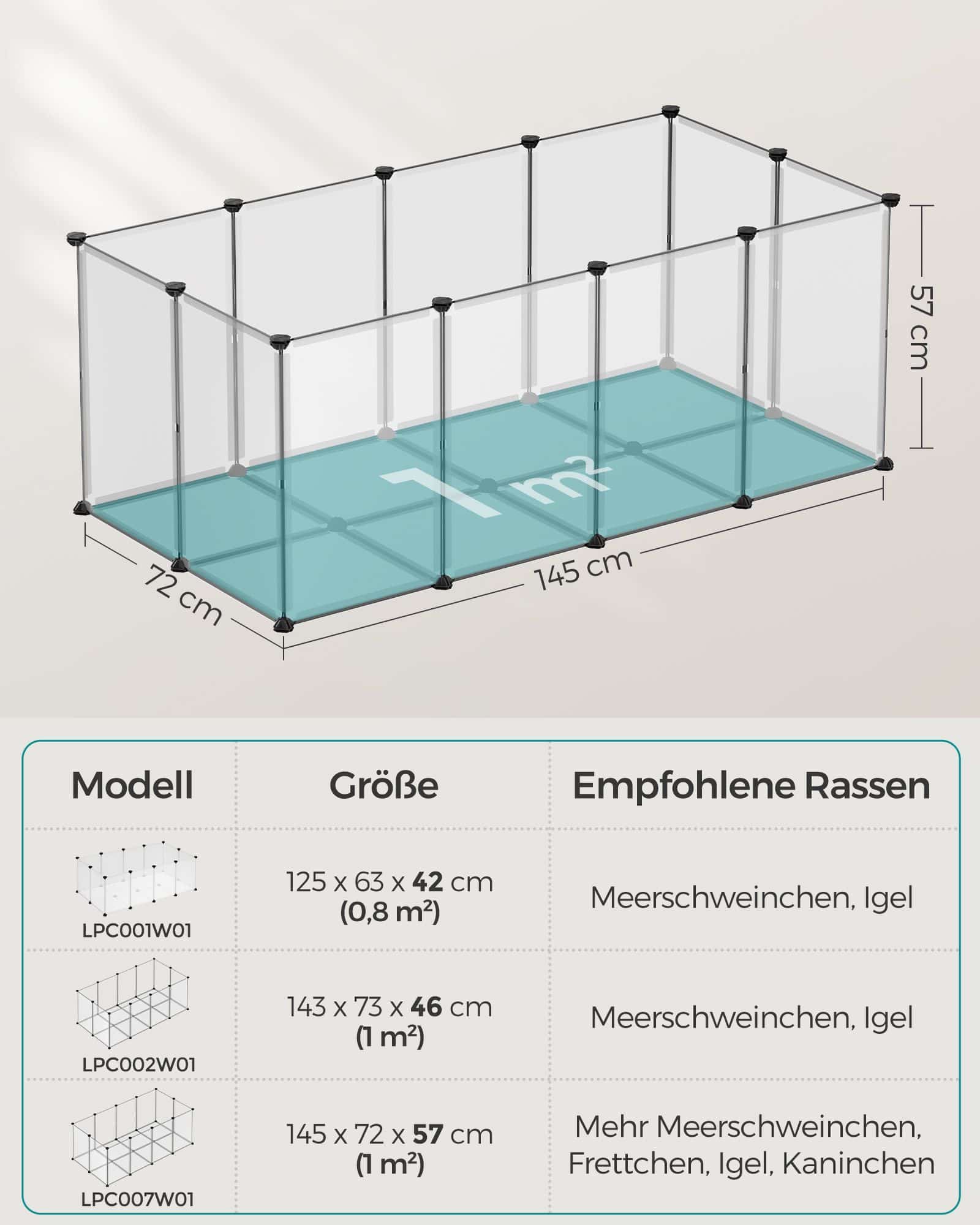 Freigehege mit Bodenplatten Kunststoff grau