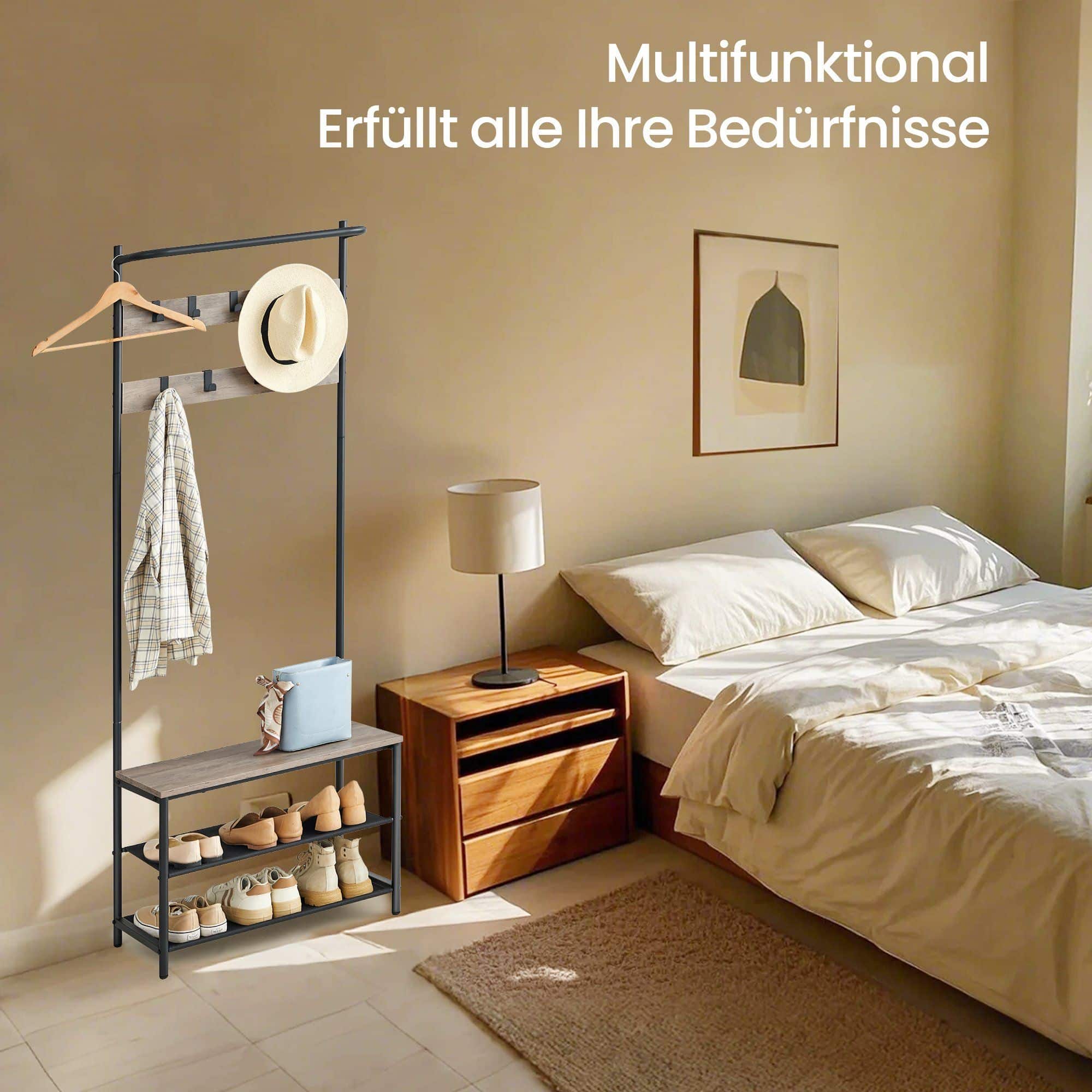 Garderobenständer, Garderobe mit Schuhbank, Kleiderständer