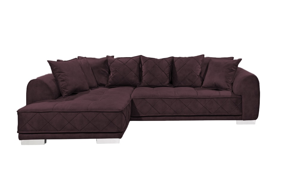 Sentina_Salvador_frei_aubergine Stilvolles Ambiente: Das Beidseitig Montierbare ED Sofa Sentina in Aubergine mit Nosagfederung