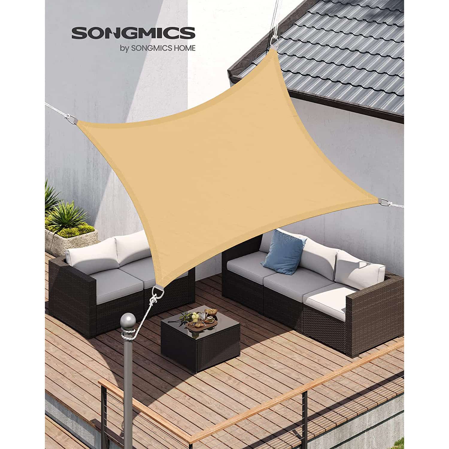 Sonnensegel 2 x 3 m rechteckig sandgelb