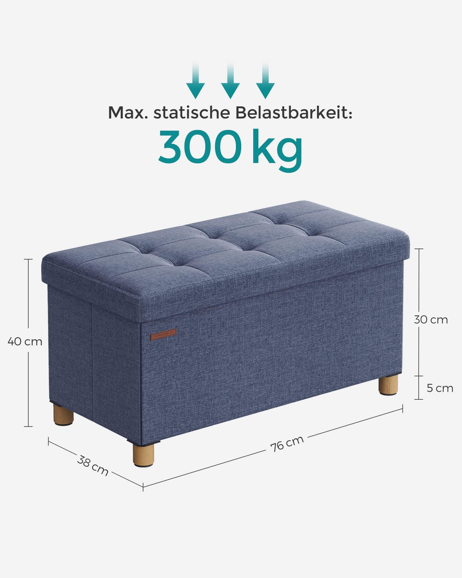 Sitzbank klappbar 38 x 76 x 40 cm mit Stauraum helldenimblau-LSF016Q11 Sitzbank klappbar 38 x 76 x 40 cm mit Stauraum helldenimblau-LSF016Q11