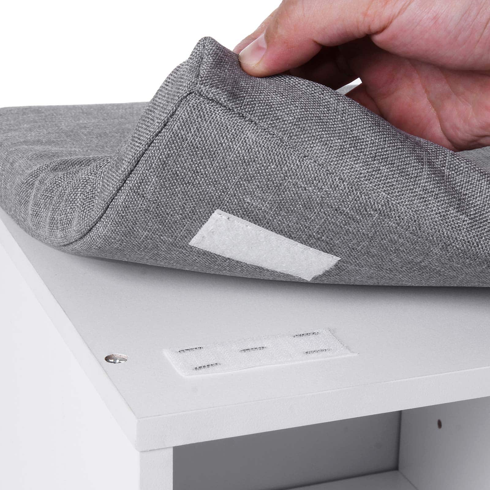 Gepolsterte Schuhbank Weiß-Grau-B34LHS10WT Gepolsterte Schuhbank Weiß-Grau-B34LHS10WT