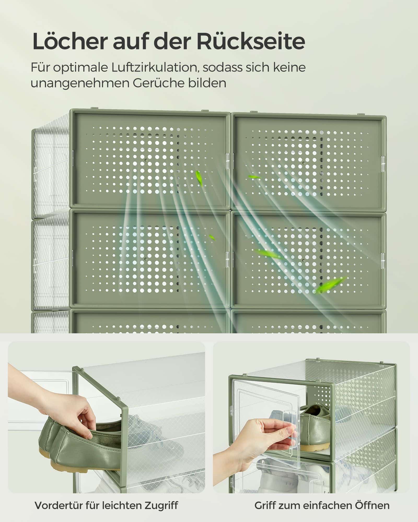 Schuhboxen 12er Set transparent-lorbeergrün-LSP12SG30 Schuhboxen 12er Set transparent-lorbeergrün-LSP12SG30