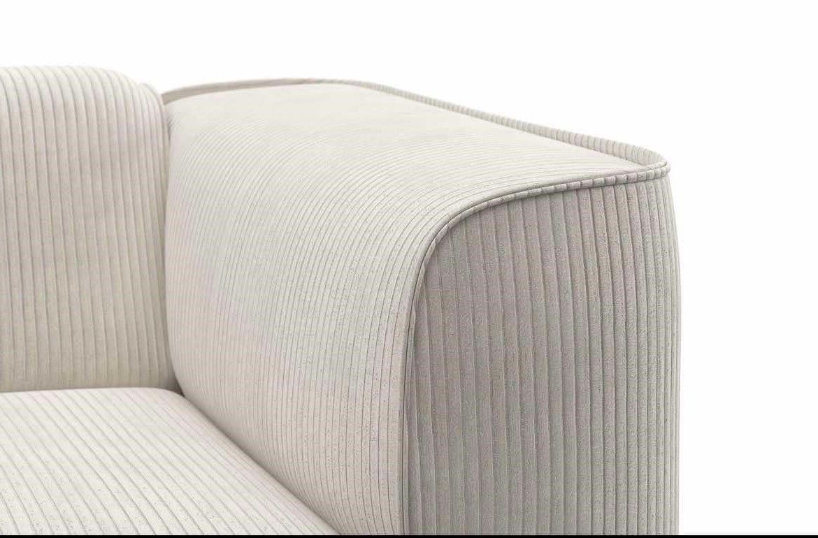 Ecksofa Maddox Beige – Modernes & Bequemes Sofa mit Feincord-Bezug, Wellenunterfederung & Kedernaht Ecksofa Maddox Beige – Modernes & Bequemes Sofa mit Feincord-Bezug, Wellenunterfederung & Kedernaht