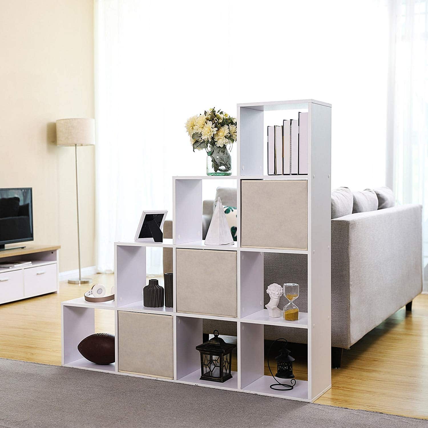 Stair-Shaped-Cube-Organiser-LBC10WTV1-4 Bücherregal Weiß