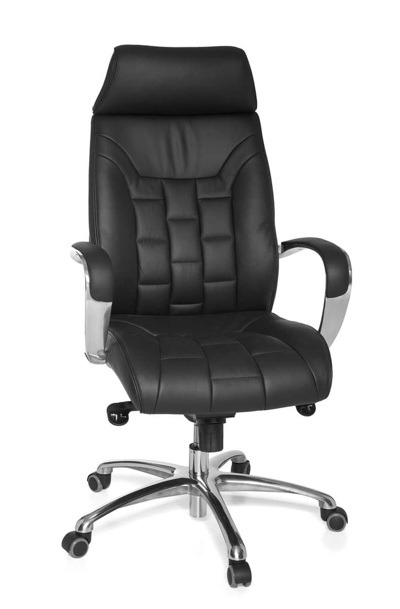 22818-0246SOouRZFOx6xb Bürostuhl Echtleder schwarz bis 120kg Schreibtischstuhl Wippfunktion Chefsessel Armlehnen Drehstuhl X-XL