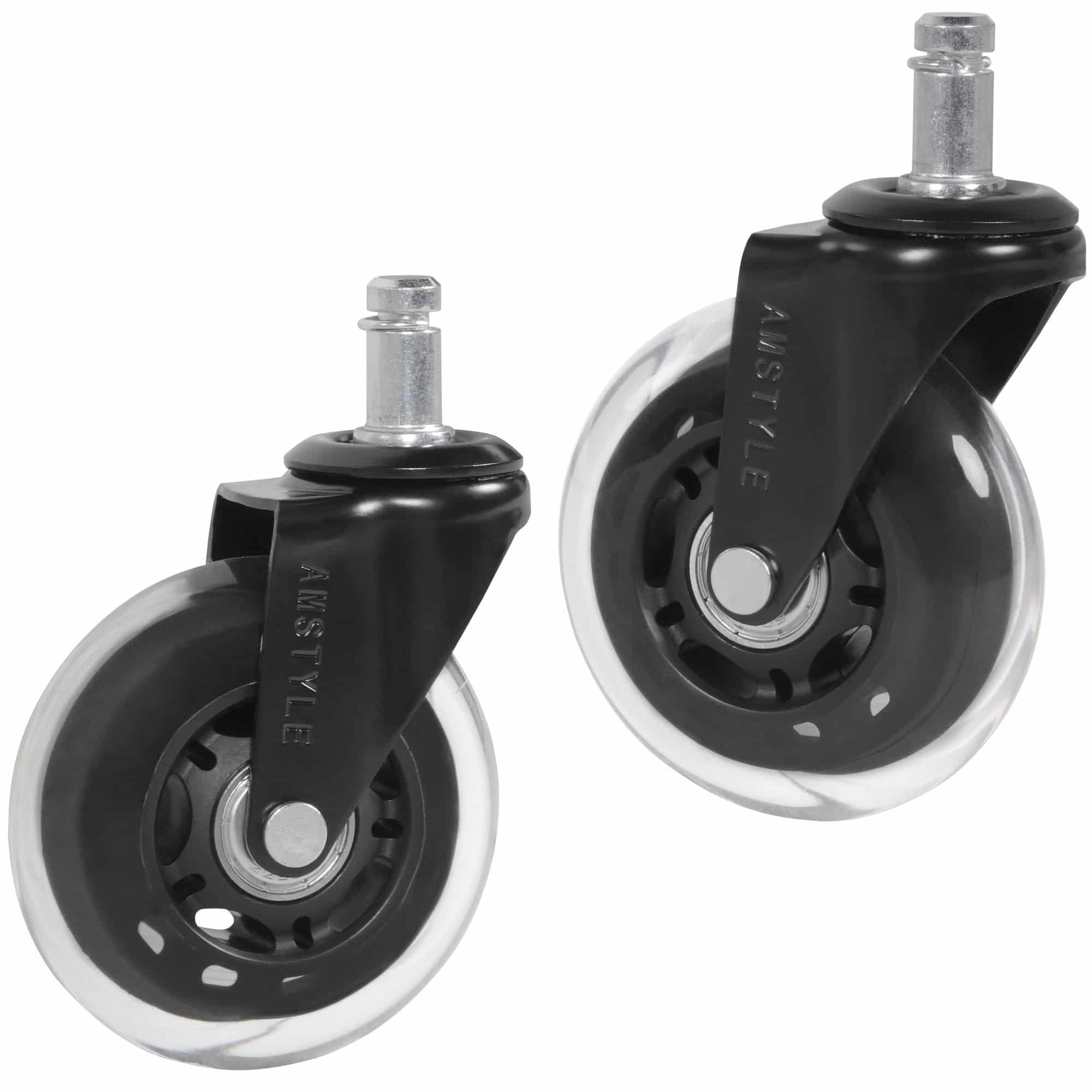 45377-AMSTYLE-5er-Set-Universal-Rollen-fuer-Buero_5 5er Set leichtgängige Universal-Schwerlastrollen für Bürostuhl 11 mm Stift / Durchmesser 75 mm