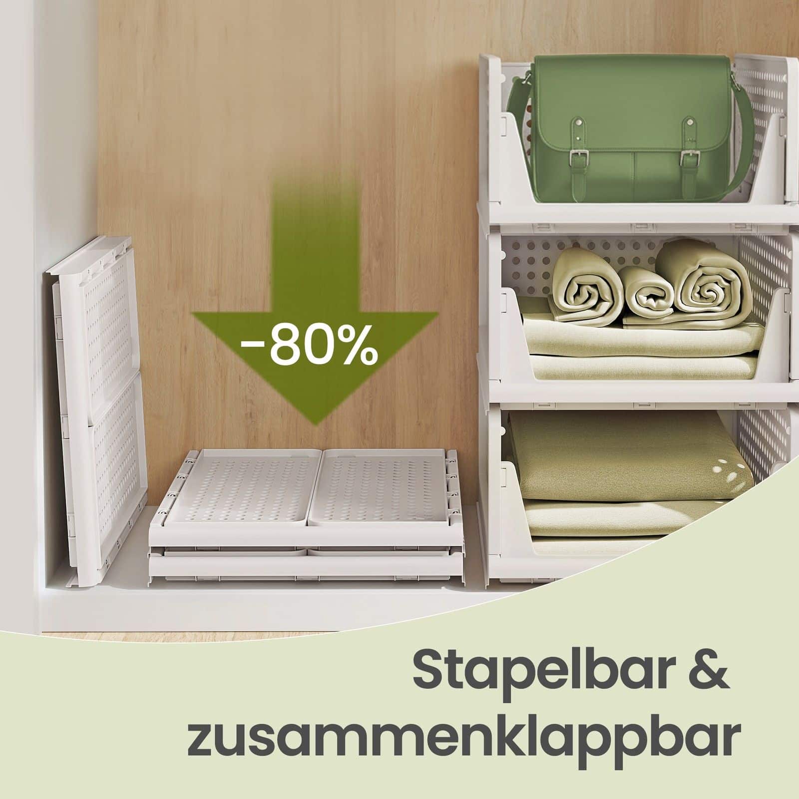 Schrank-Organizer klappbar, Kleiderschrank-Organizer stapelbar, ausziehbarer Korb 6er Set