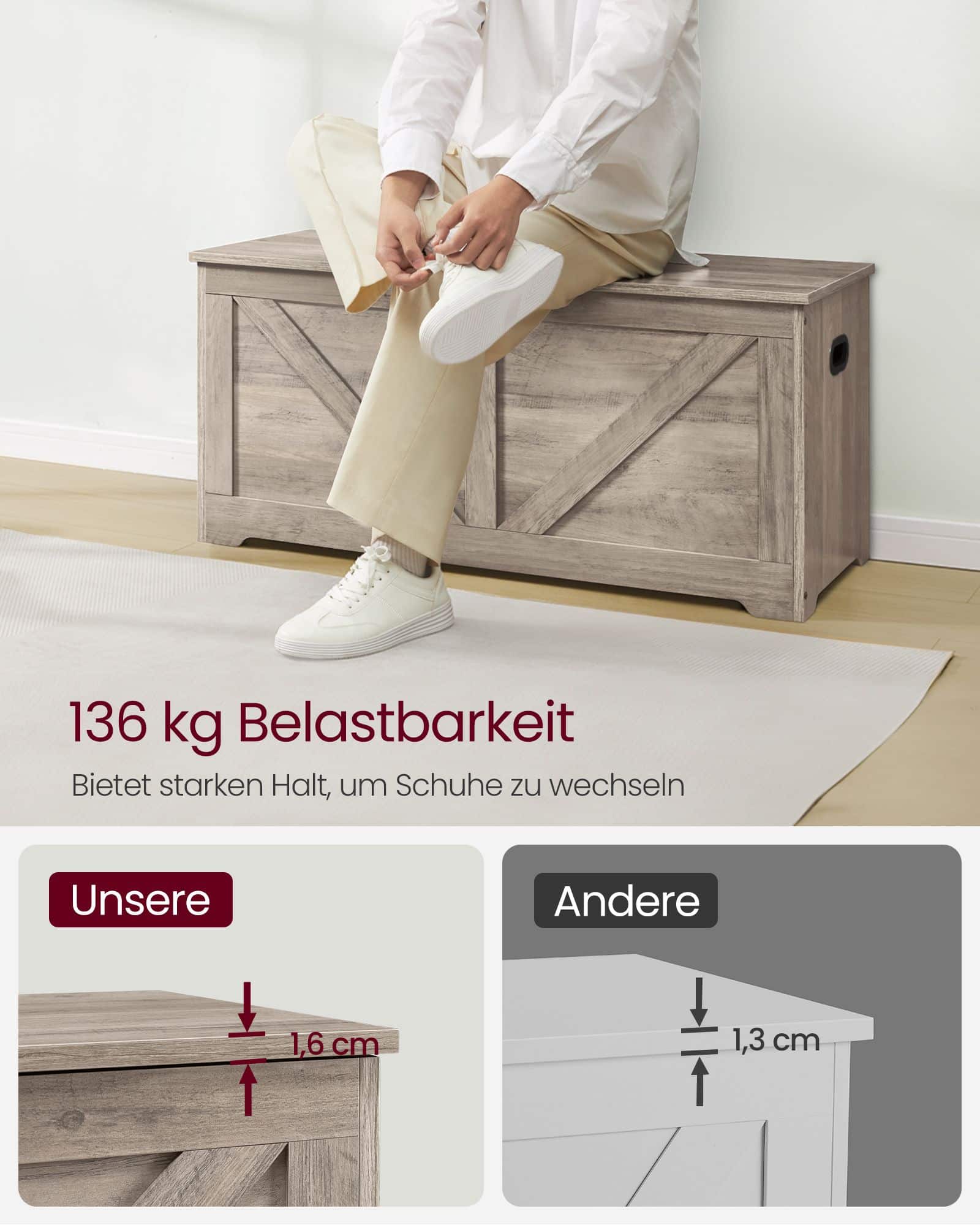 Schuhbank mit Stauraum 40 x 100 x 46 cm Landhausstil Schuhbank mit Stauraum 40 x 100 x 46 cm Landhausstil