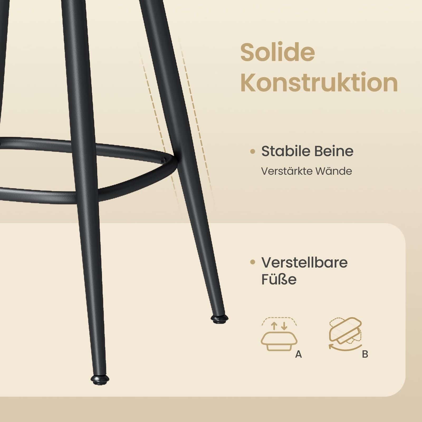 Barhocker 2er Set, hohe Drehhocker mit Rückenlehne, Kunstleder