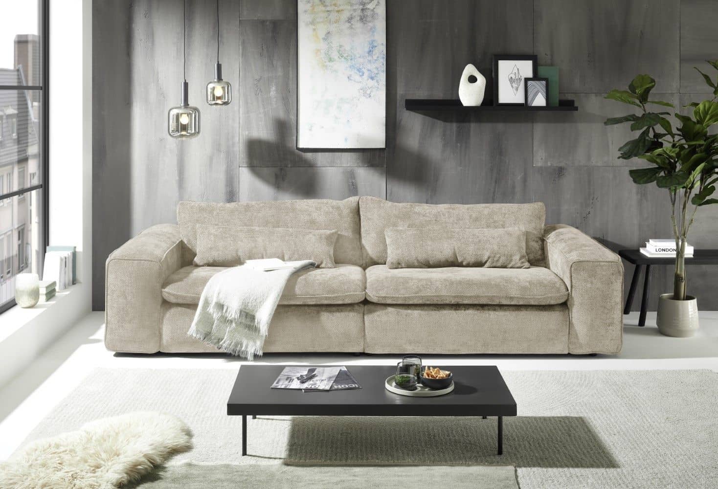 Big Sofa Venice Mikrofaser Eden optional mit Hocker – Ed Exciting Design