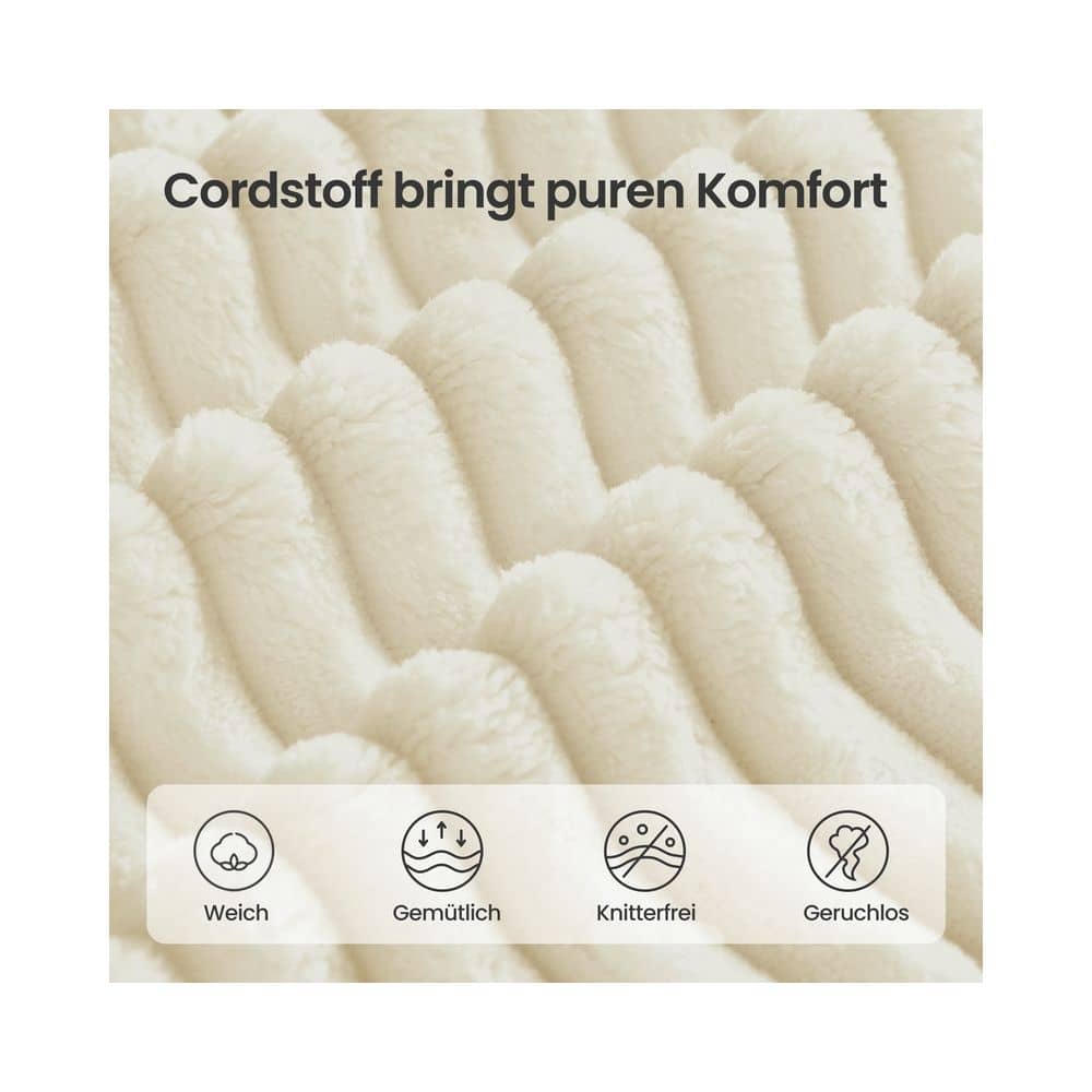 Modulares Sofa 244 cm breit mit großer Chaiselongue rechts cremeweiß