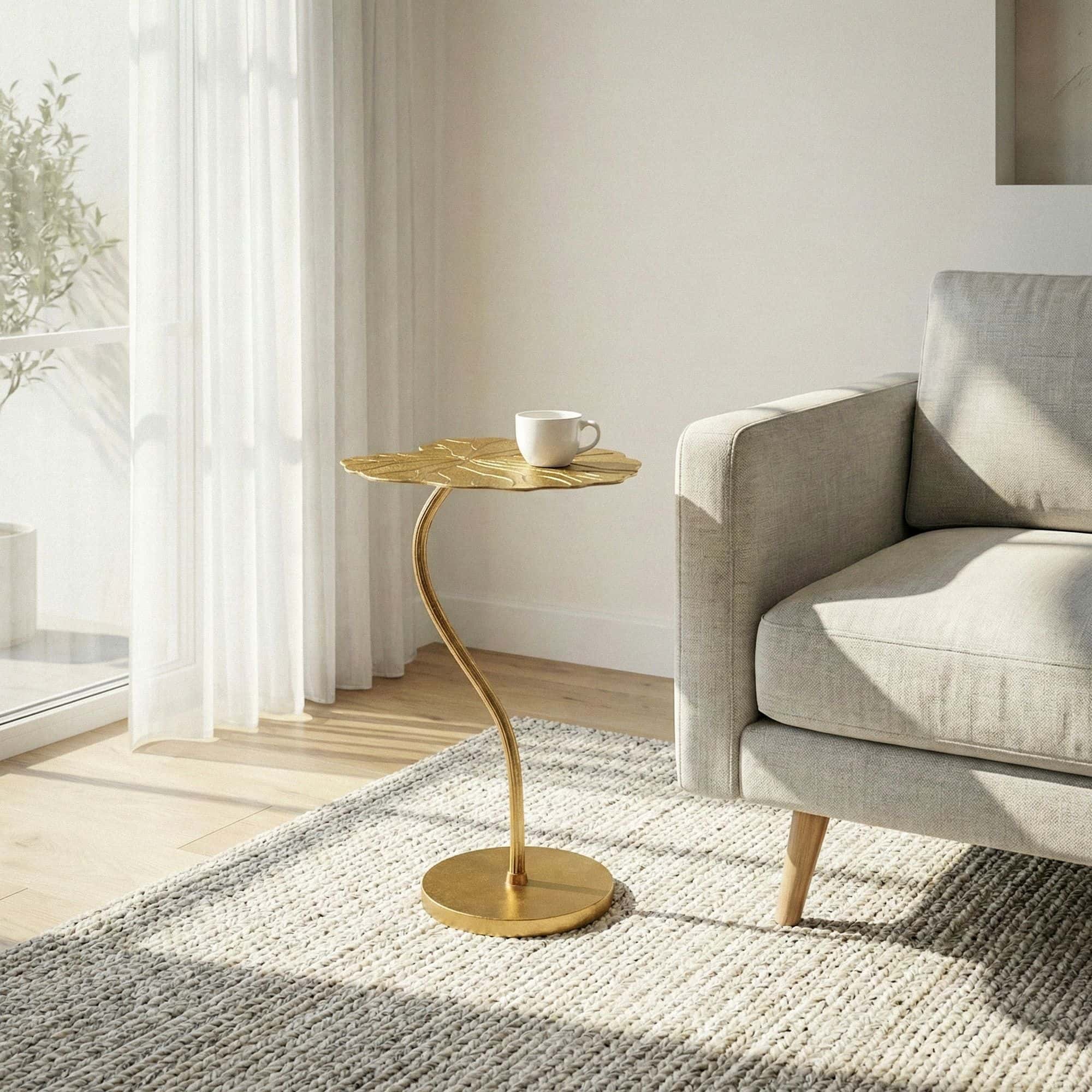 Beistelltisch Aluminium Gold 40x38cm - Design Blatt Anstelltisch Wohnzimmertisch - Moderner Loungetisch - Edler Blumentisch Couchtisch Wohnzimmer Handmade Beistelltisch Aluminium Gold 40x38cm - Design Blatt Anstelltisch Wohnzimmertisch - Moderner Loungetisch - Edler Blumentisch Couchtisch Wohnzimmer Handmade