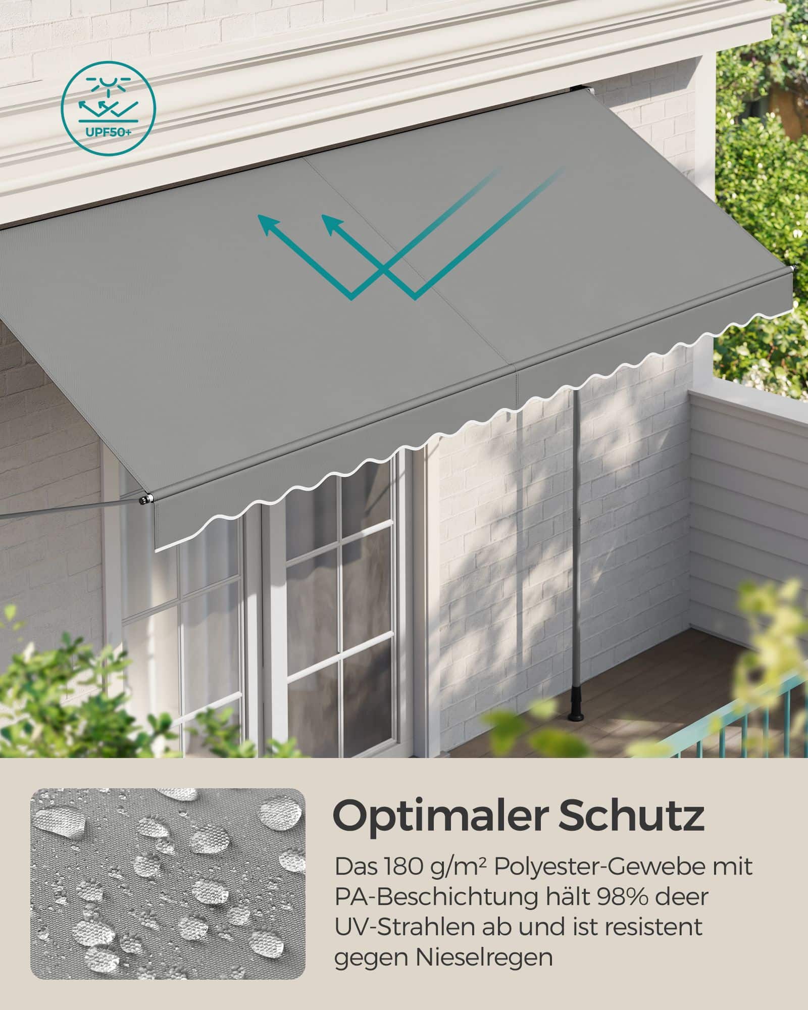 Klemmmarkise mit Handkurbel 350 x 120 cm grau Klemmmarkise mit Handkurbel 350 x 120 cm grau