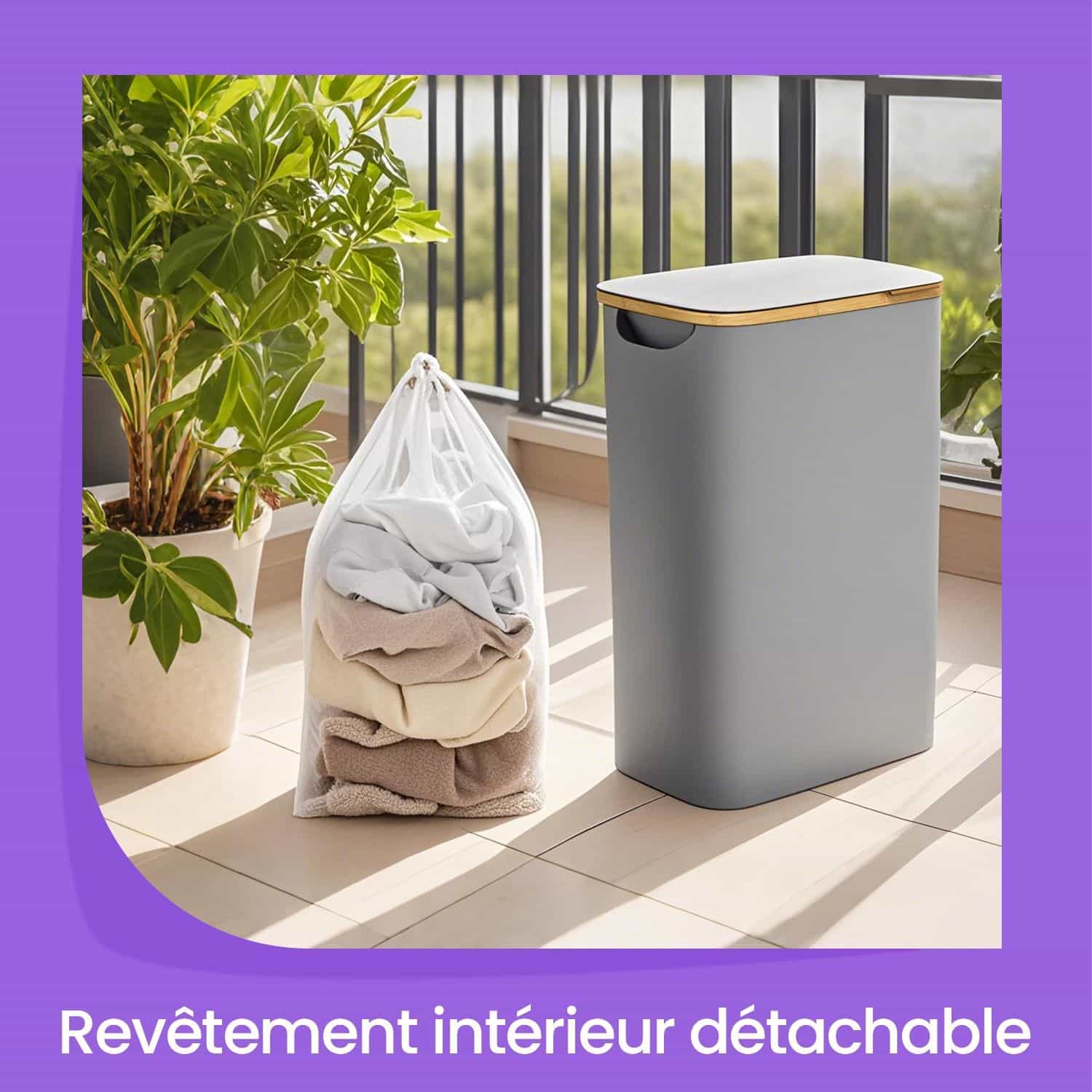 Wäschekorb, Wäschesammler mit Deckel, 65 L Wäschekorb, Wäschesammler mit Deckel, 65 L