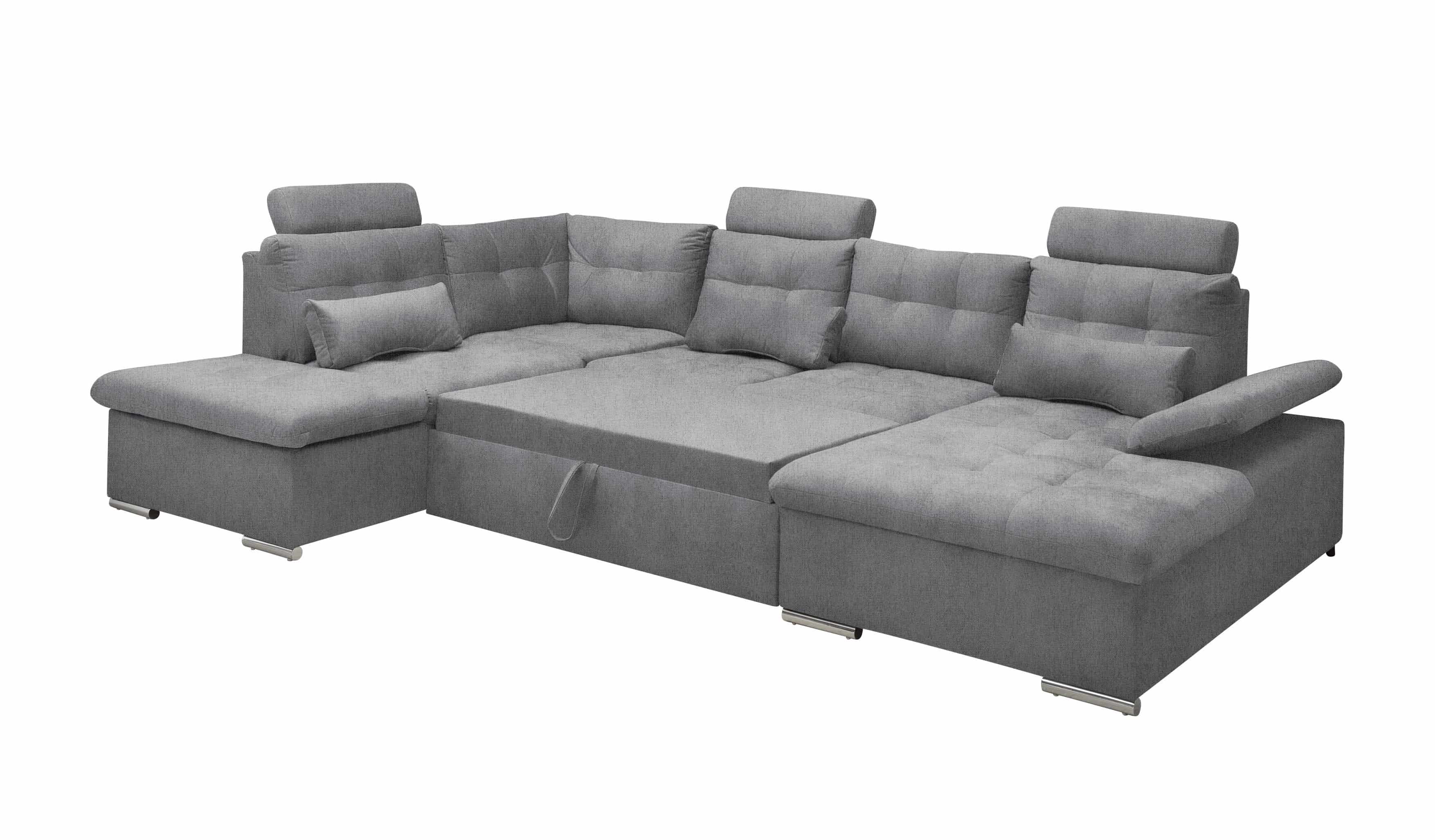 Couchlandschaft mit Schlaffunktion und Bettkasten, Anthrazit - Medan XXL