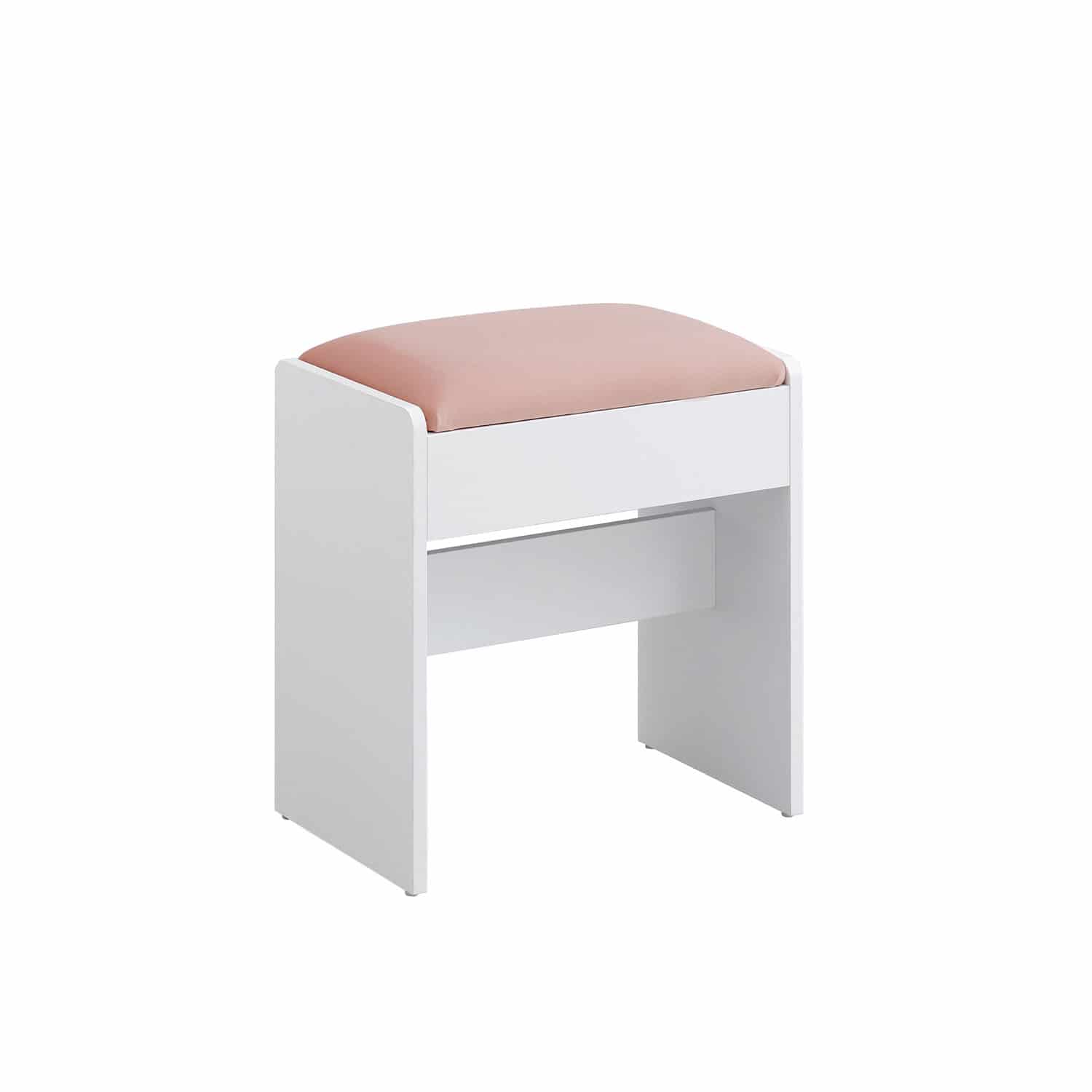 Hocker Schminktisch aus Samt mattweiß-pastellrosa Hocker Schminktisch aus Samt mattweiß-pastellrosa