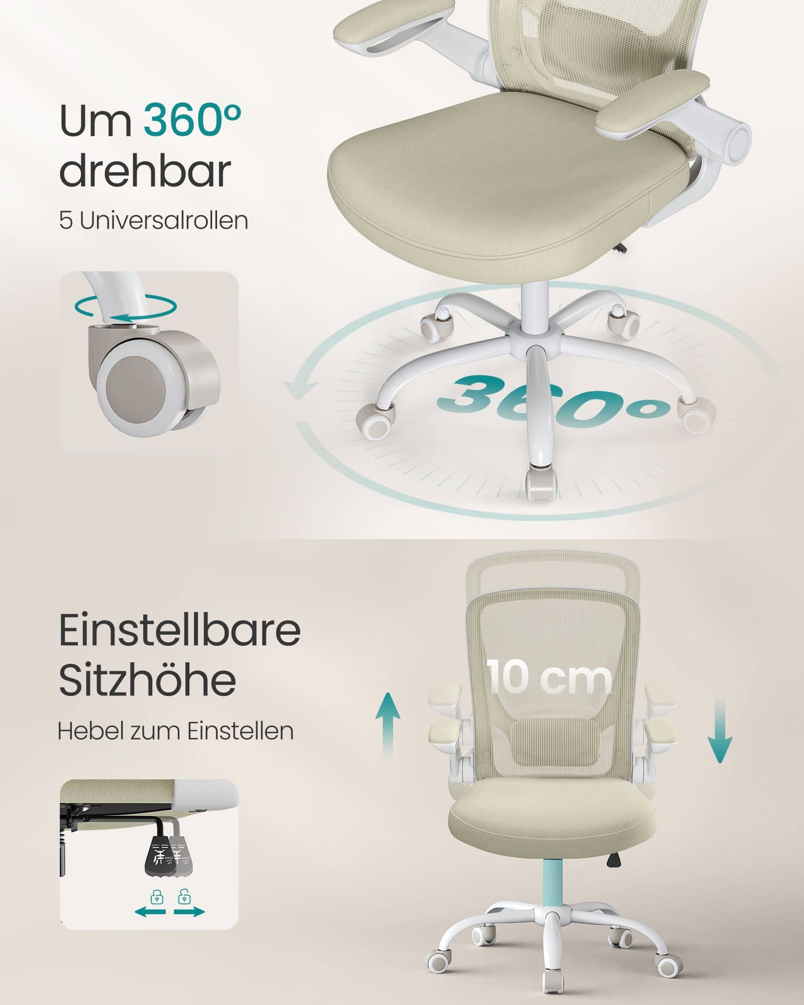 Bürostuhl mit Netzbespannung und gepolsterter Lendenstütze