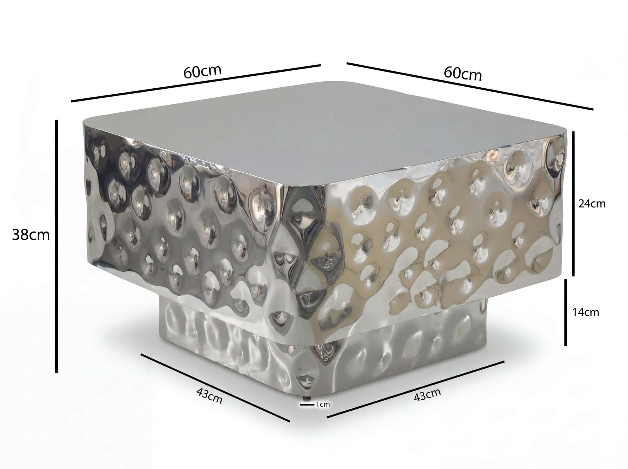 Couchtisch Aluminium Quadratisch 60cm Silber - Design Wohnzimmertisch Gehämmert - Moderner Loungetisch - Sofatisch Hammerschlag - Beistelltisch Wohnzimmer Handmade Couchtisch Aluminium Quadratisch 60cm Silber - Design Wohnzimmertisch Gehämmert - Moderner Loungetisch - Sofatisch Hammerschlag - Beistelltisch Wohnzimmer Handmade