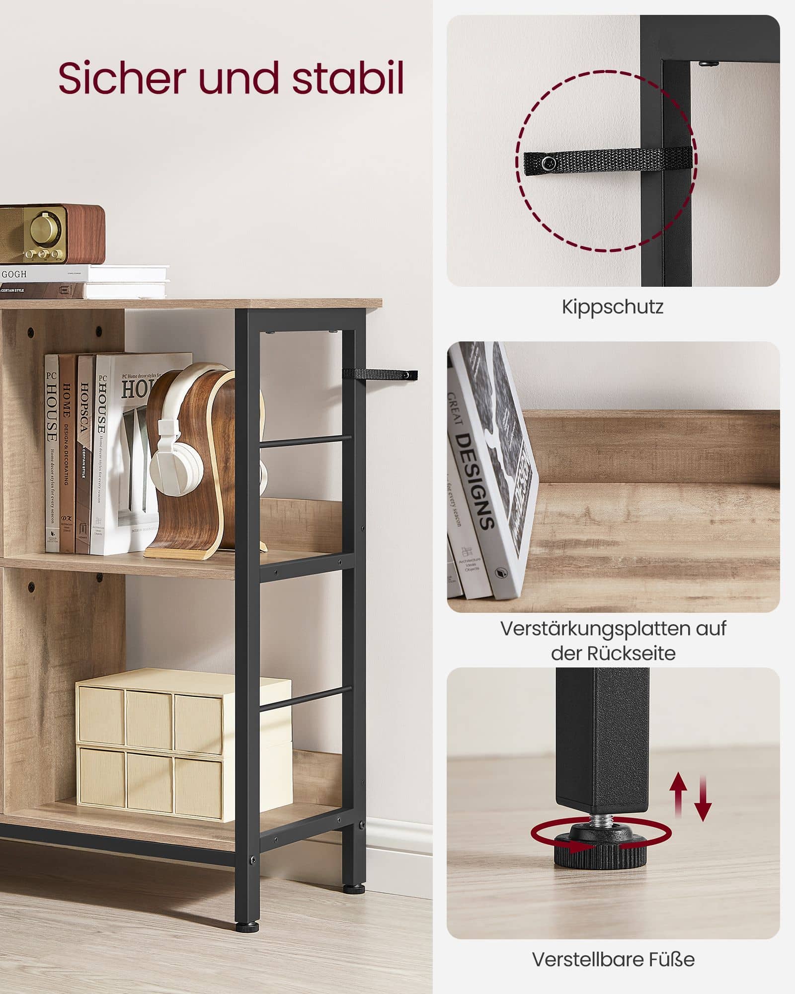 Standregal mit 2 Ebenen und 6 Fächern-LLS104B50 Standregal mit 2 Ebenen und 6 Fächern-LLS104B50