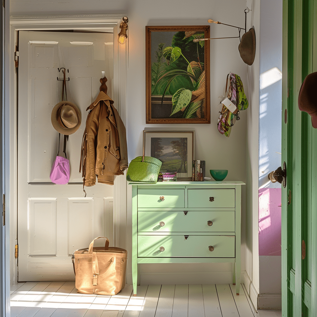 Garderobe gruen rosa