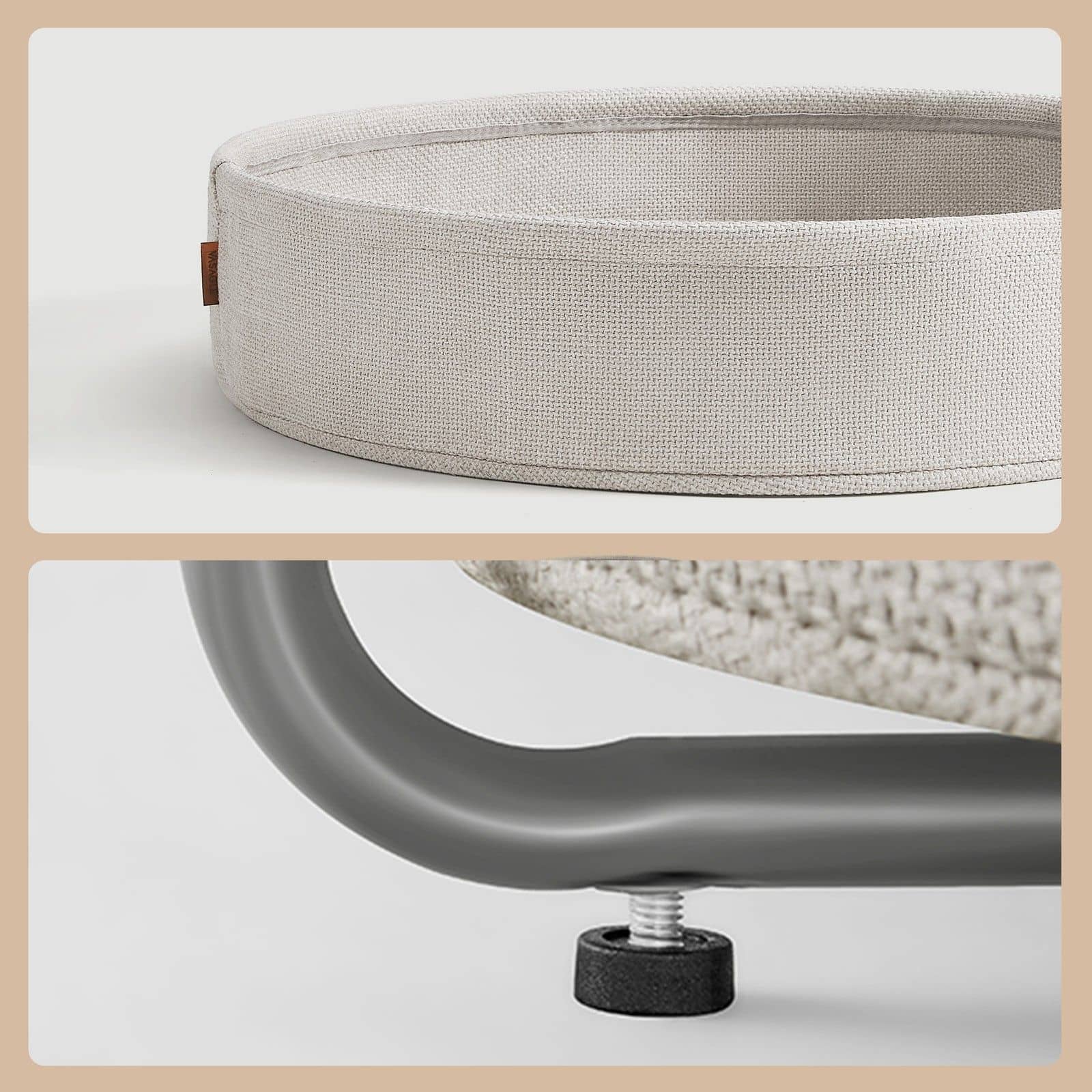 Wohnzimmertisch mit Stoffkorb, Beistelltisch mit Stauraum, Metallgestell Wohnzimmertisch mit Stoffkorb, Beistelltisch mit Stauraum, Metallgestell