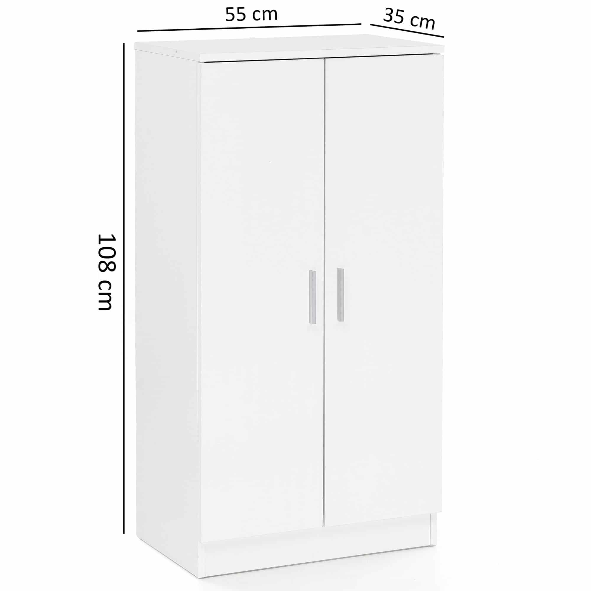 45763-WOHNLING-Schuhschrank-2tuerig_2 Schuhschrank mit 2 Türen Weiß 55x108x35 cm Schuhregal Holz geschlossen