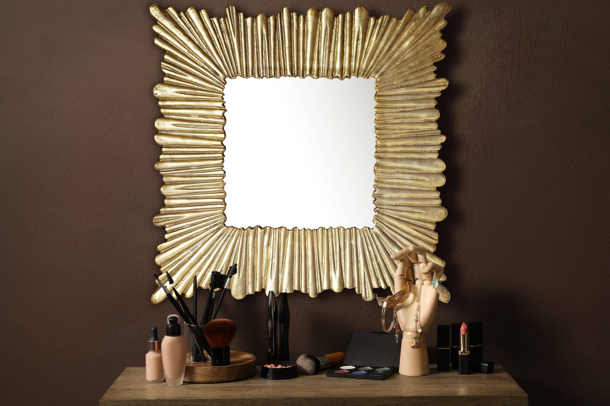 Wandspiegel 75x75 cm Metall Design Hängespiegel Gold