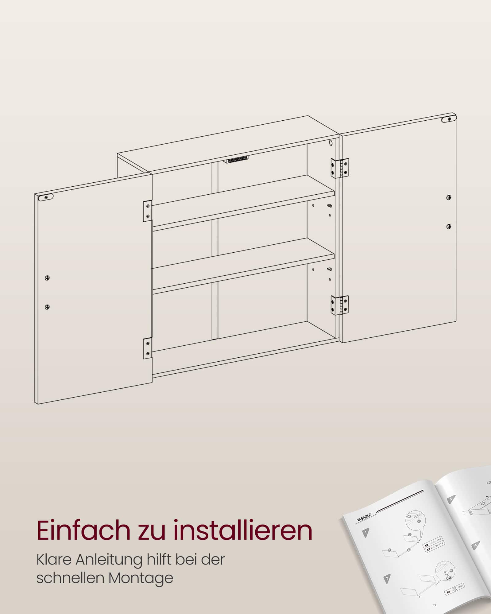 Badezimmerschrank mit verstellbaren Ablagen wandmontiert Badezimmerschrank mit verstellbaren Ablagen wandmontiert