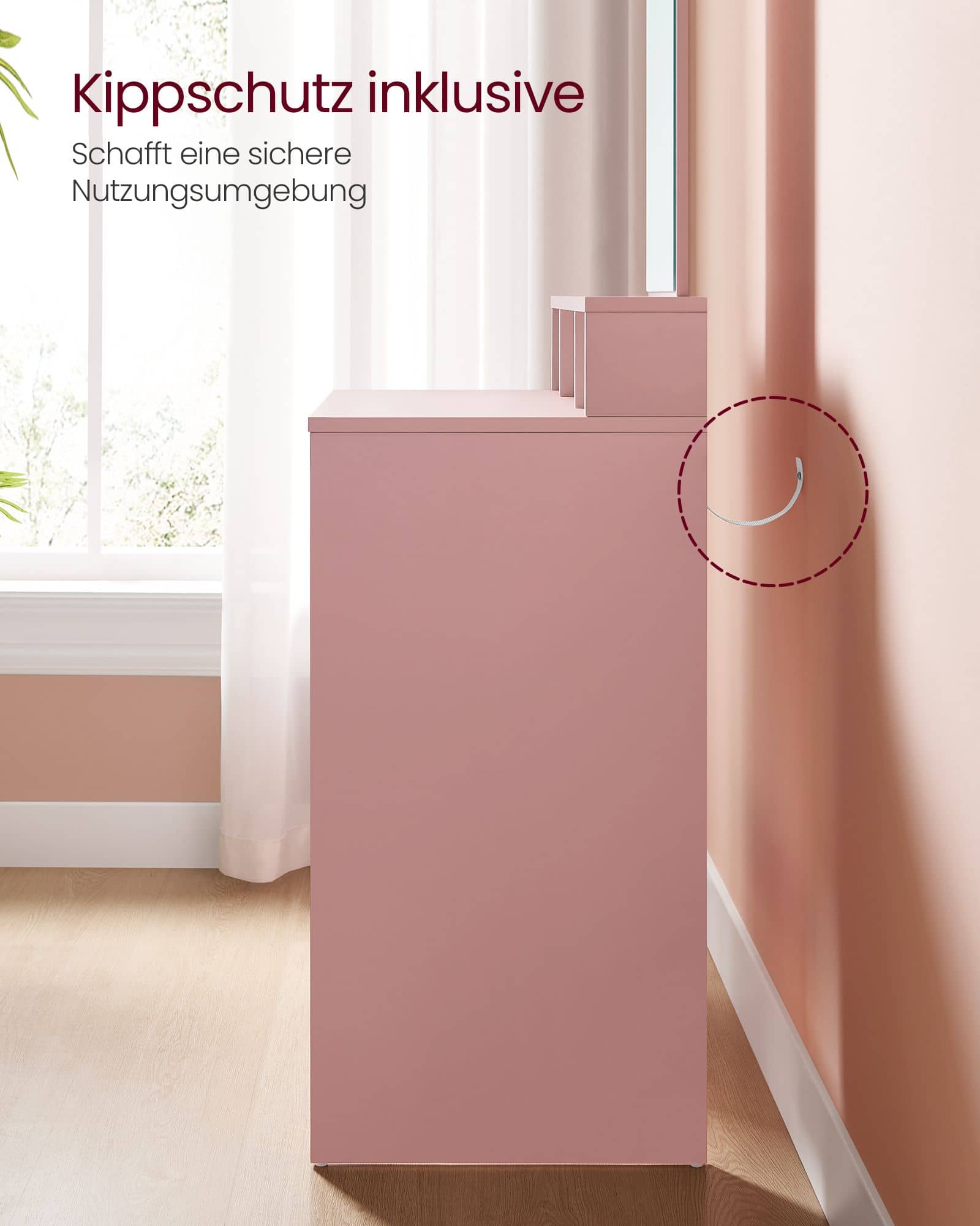 Schminktisch mit Spiegel und 2 Schubladen pastellrosa Schminktisch mit Spiegel und 2 Schubladen pastellrosa