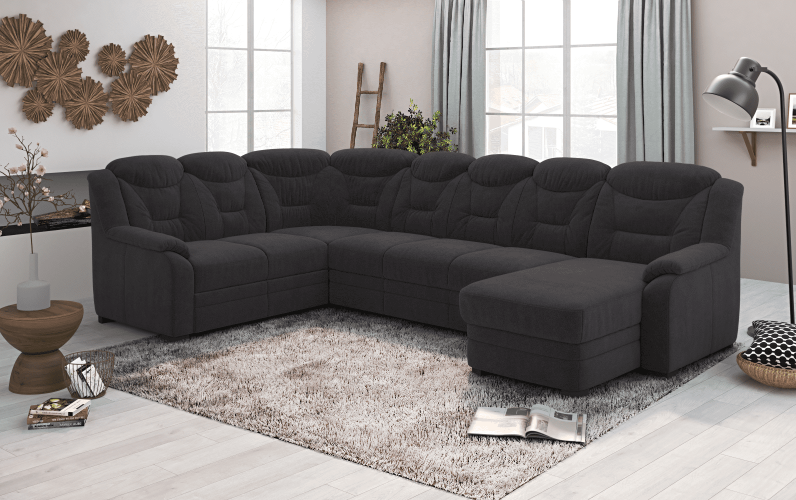 Wohnlandschaft Marcus mit Schlaffunktion & Bettkasten - Cotta