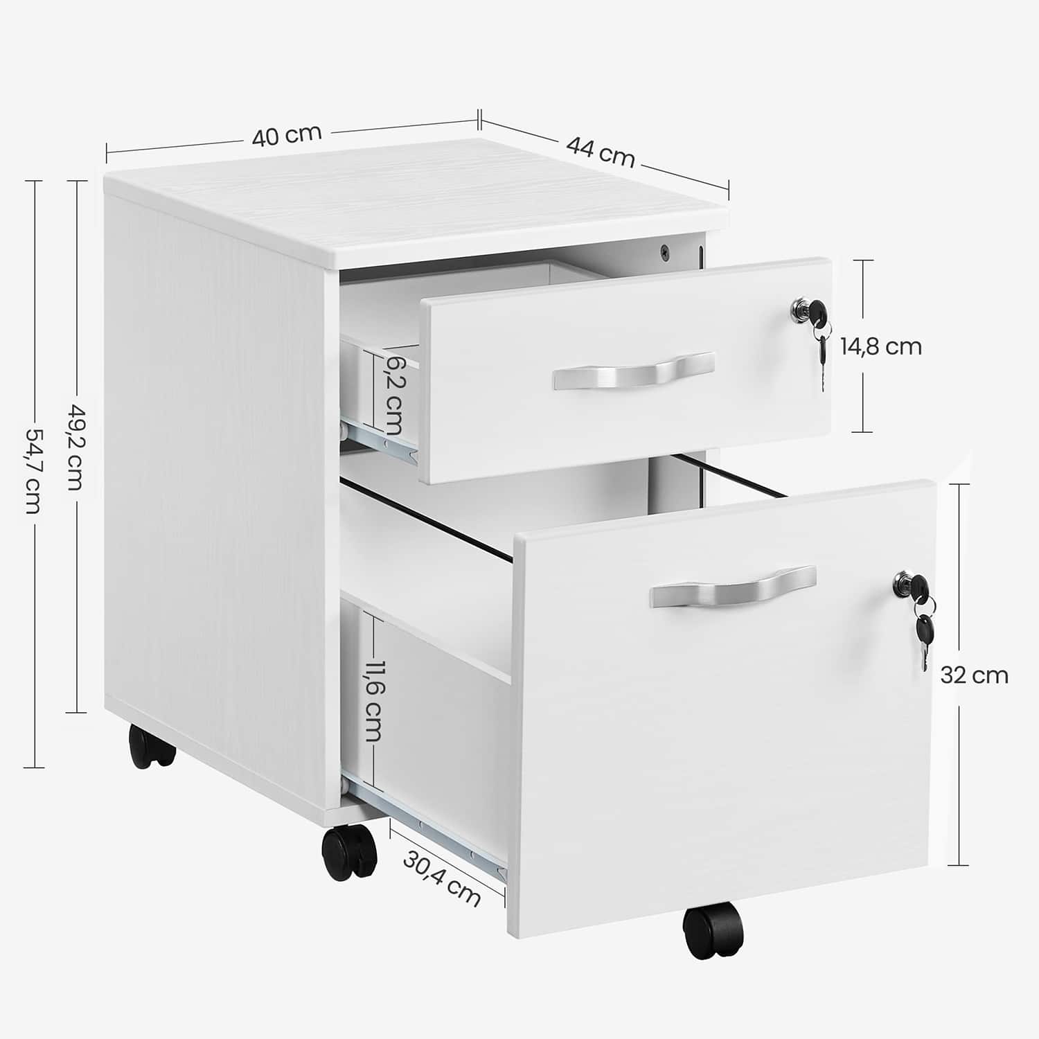Rollcontainer 2 Schlösser Weiß-B34LCD22WV1 Rollcontainer 2 Schlösser Weiß-B34LCD22WV1