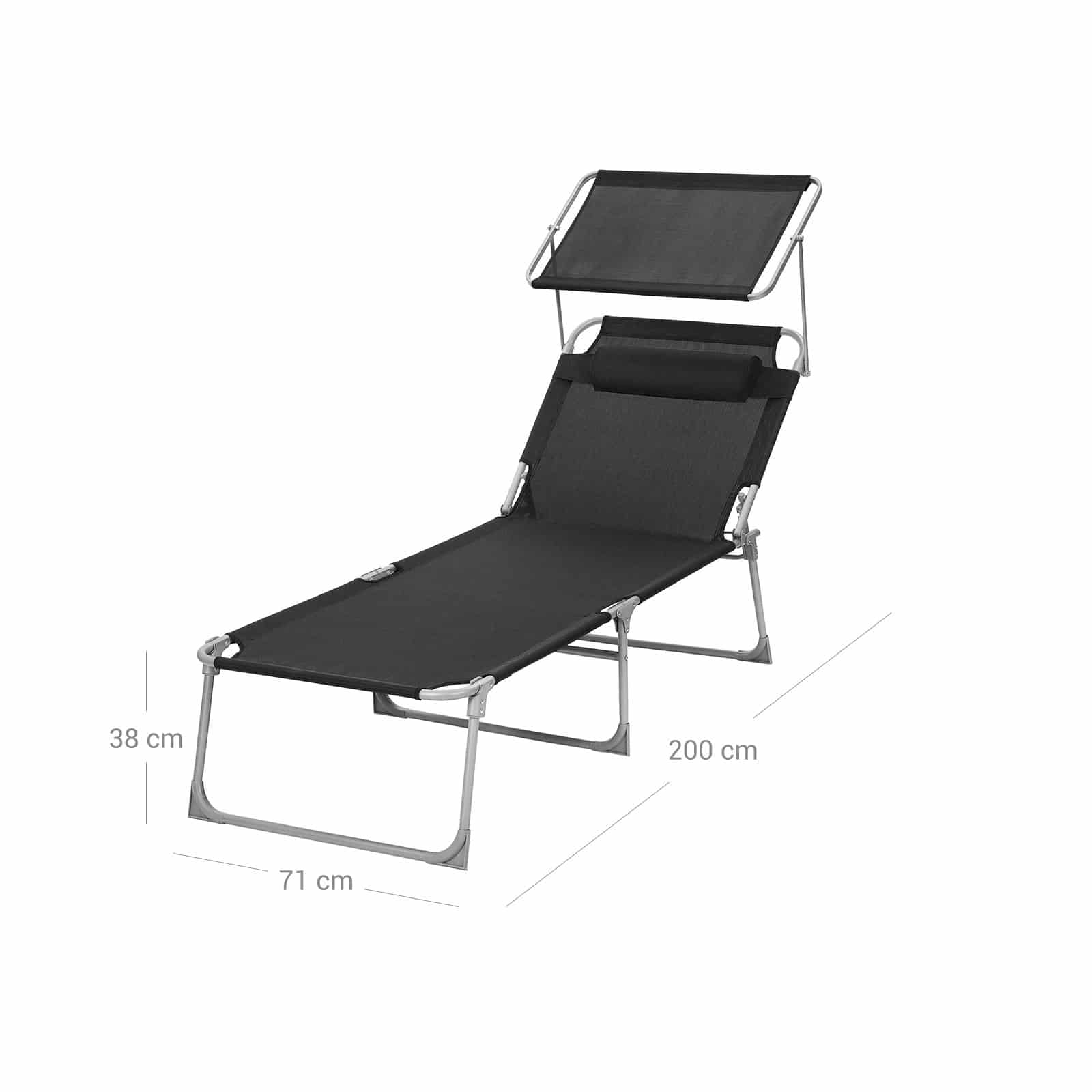 Gartenliege mit Blende Schwarz-B34GCB22BK Gartenliege mit Blende Schwarz-B34GCB22BK