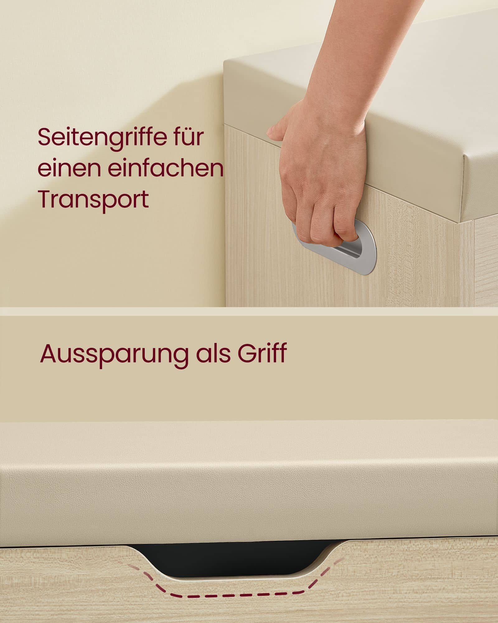 Schuhbank mit 3 offenen Fächern naturbeige Schuhbank mit 3 offenen Fächern naturbeige