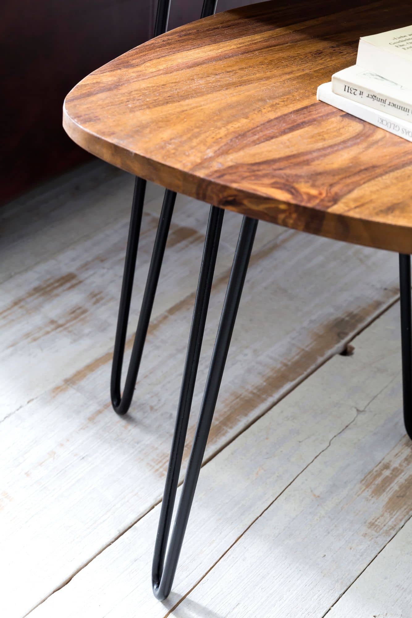 Design Satztisch WL5.659 Sheesham Metall Beistelltisch 2er Set Klein Design Satztisch WL5.659 Sheesham Metall Beistelltisch 2er Set Klein