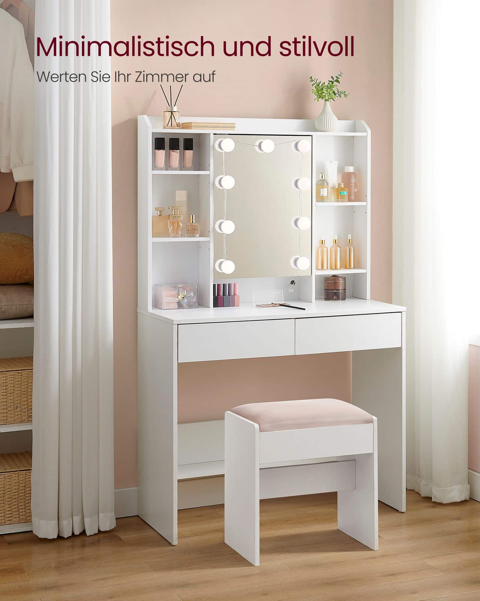 Schminktisch mit Spiegel und Schubladen modern Schminktisch mit Spiegel und Schubladen modern