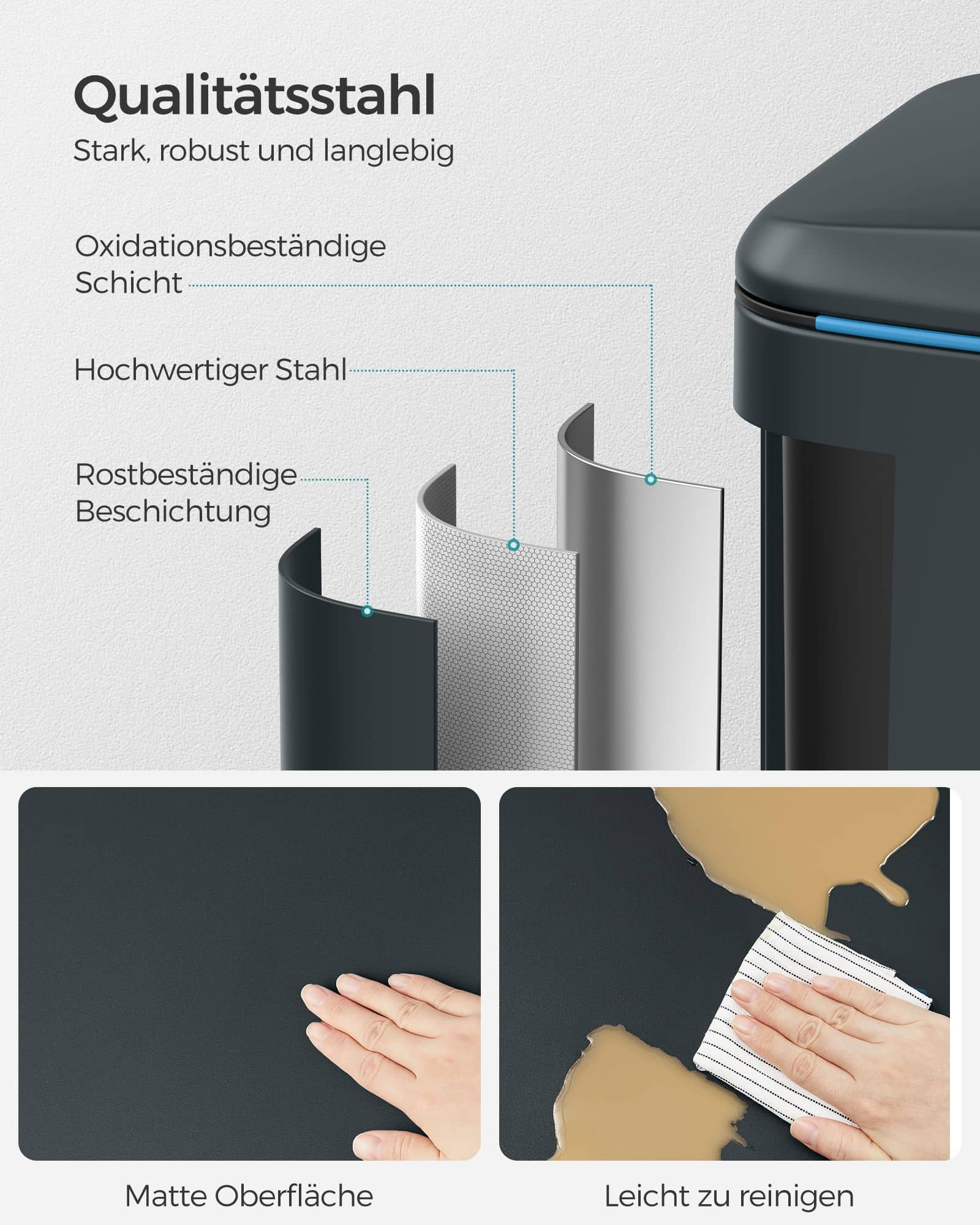 Mülleimer Küche 2 x 20 L mit Softclose-Deckel grüngrau-LTB40G02 Mülleimer Küche 2 x 20 L mit Softclose-Deckel grüngrau-LTB40G02