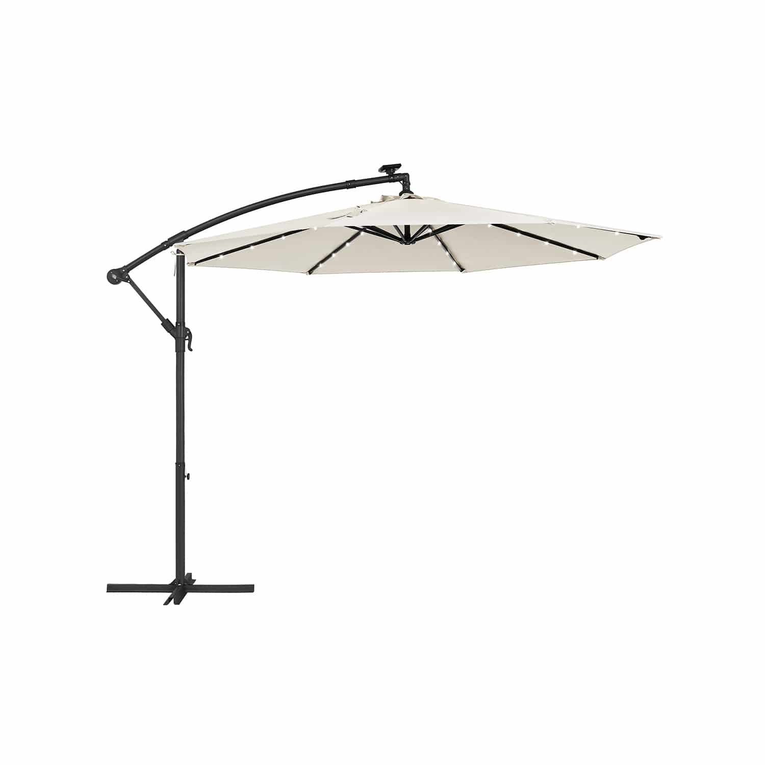 Sonnenschirm mit LED-Solar-Beleuchtung und Kurbel Sonnenschirm mit LED-Solar-Beleuchtung und Kurbel