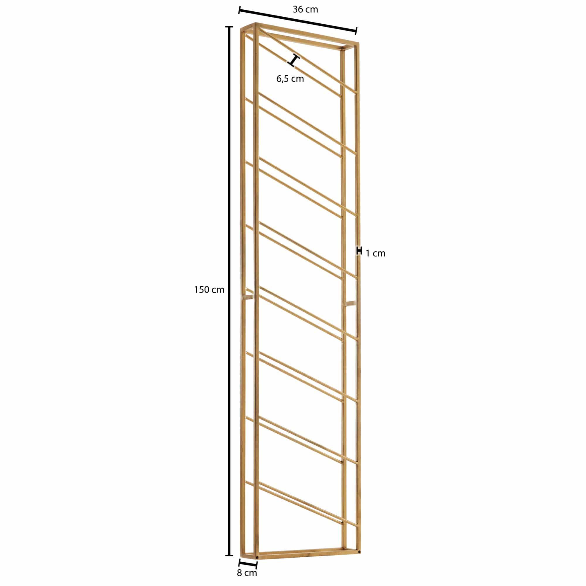Weinregal Wand Metall Gold 36x150x8 cm Groß für 8 Flaschen Weinregal Wand Metall Gold 36x150x8 cm Groß für 8 Flaschen