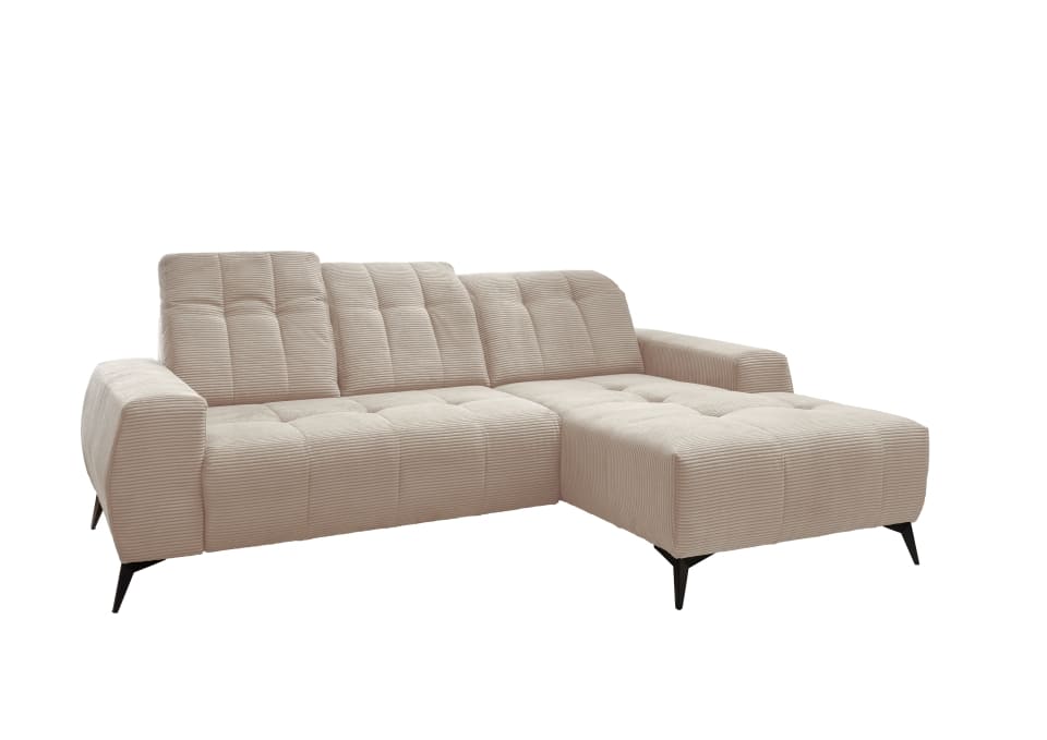 Ecksofa Sano von Benformato - Hochwertiges Cordsofa mit Elektrofunktion und verstellbaren Kopflehnen
